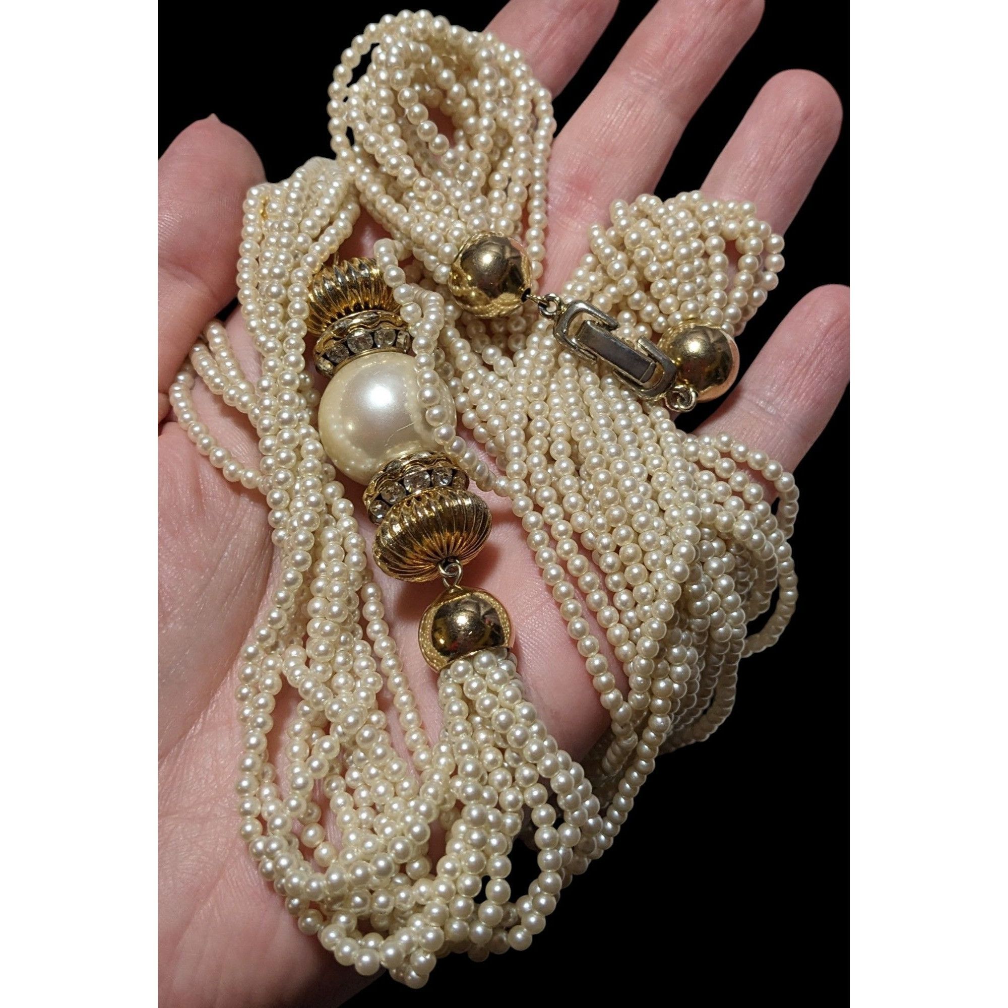 Other Vintage Glam Gold Pearl Multistrand Statement Necklace Size ONE SIZE - 4 Thumbnail