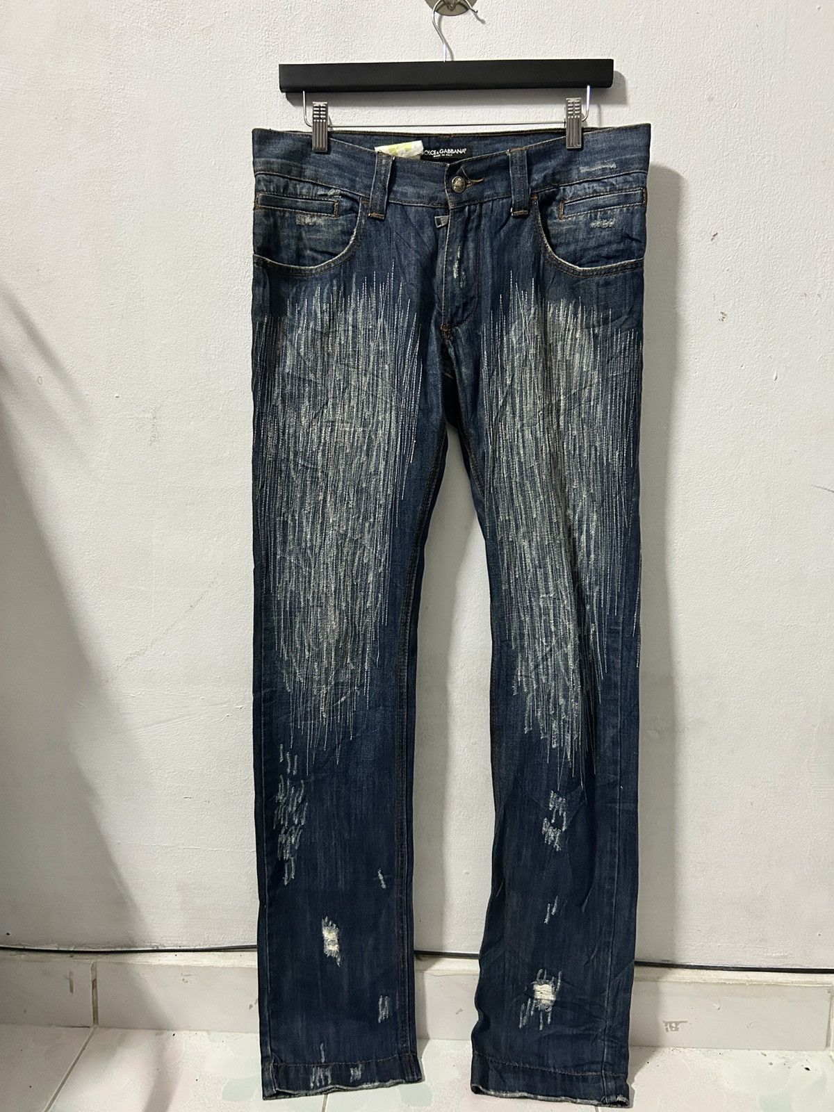 Dolce & Gabbana Dolce gabbana vertical ribbed jeans distressed look Size US 33 - 1 Thumbnail