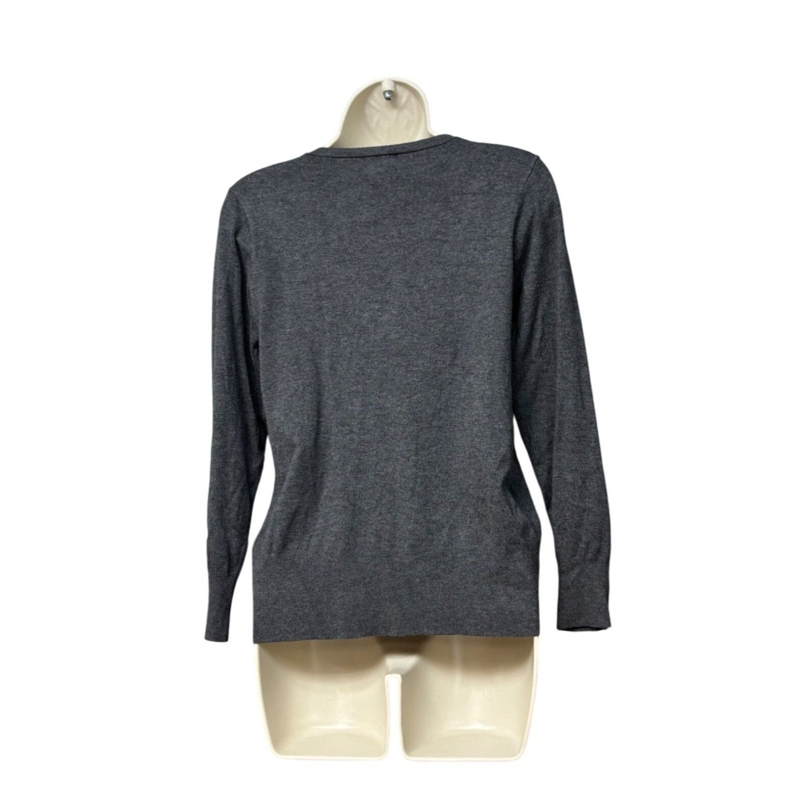 JM Collection JM Collections Petite Button-Embellished Sweater, Charcoal H Size ONE SIZE - 3 Thumbnail