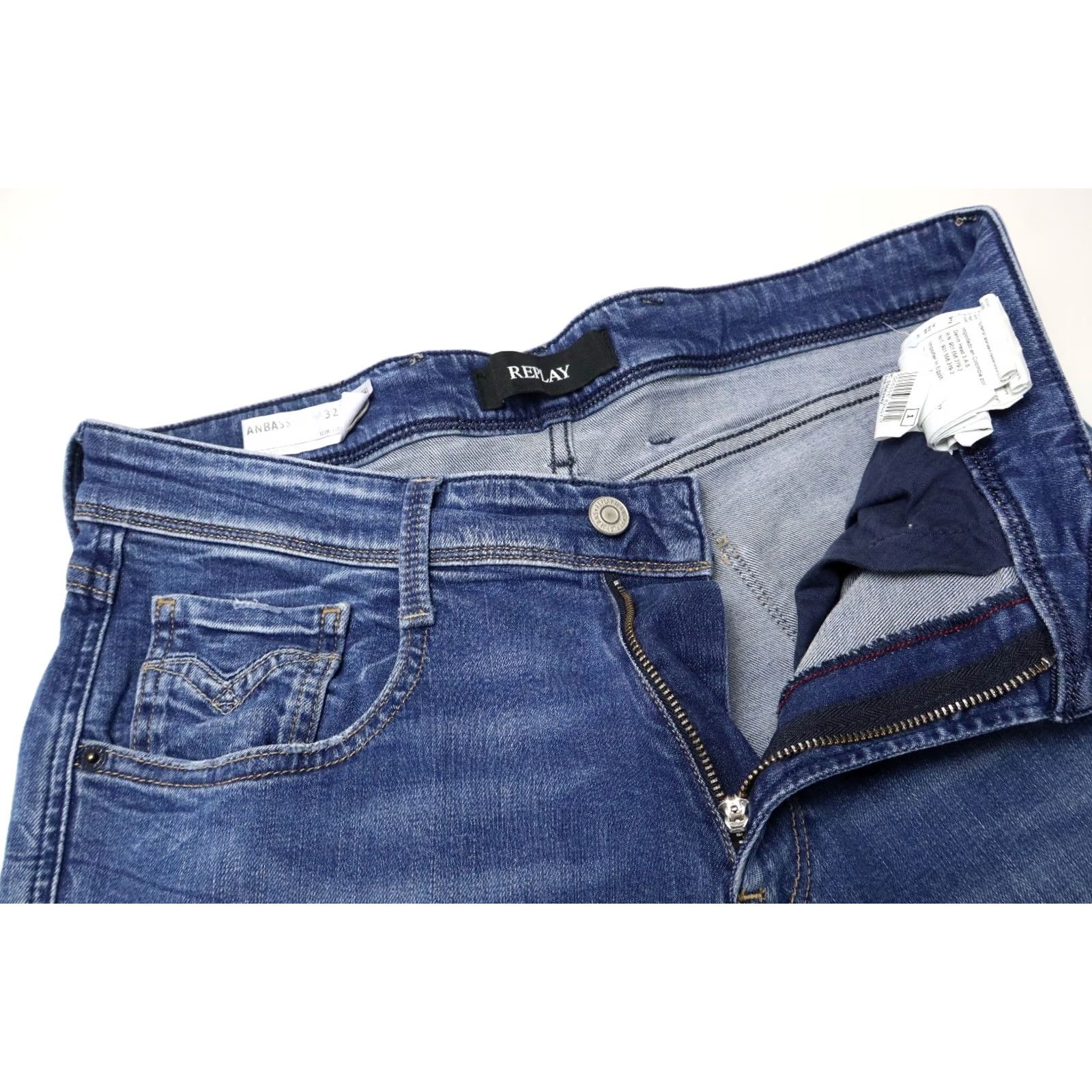 Replay Replay Anbas Slim Fit Jeans Men's W32 Blue Denim Faded Whiskers Stretched Size US 32 / EU 48 - 4 Thumbnail