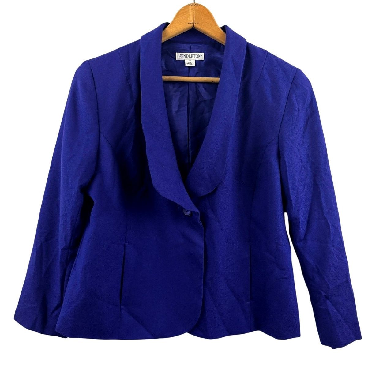 Pendleton VTG 1990s Pendleton Wool Blazer Jacket One-Button Blue 14 Size XL / US 12-14 / IT 48-50 - 1 Thumbnail