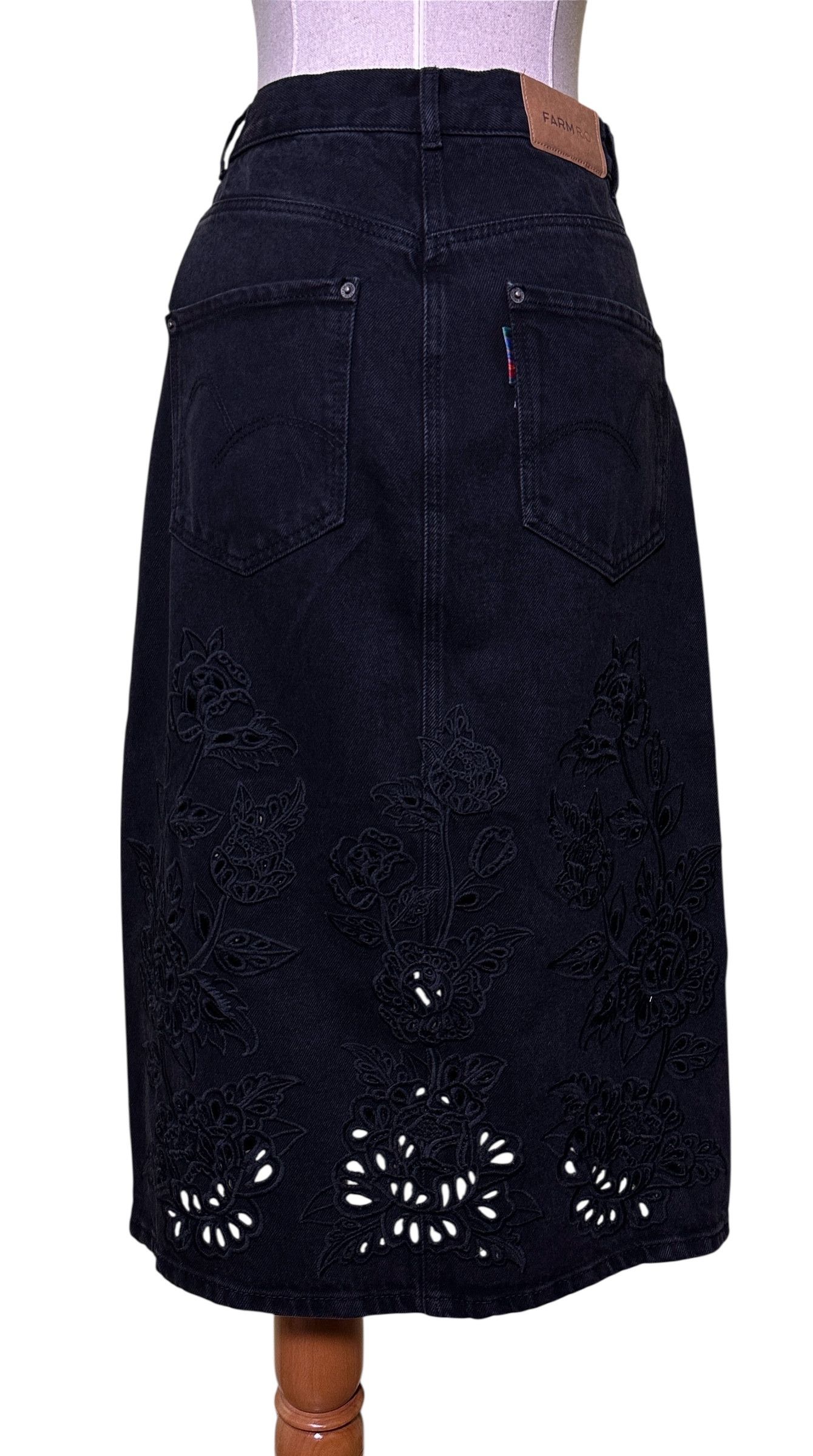 Farm Rio Black denim skirt Size 28" / US 6 / IT 42 - 3 Thumbnail