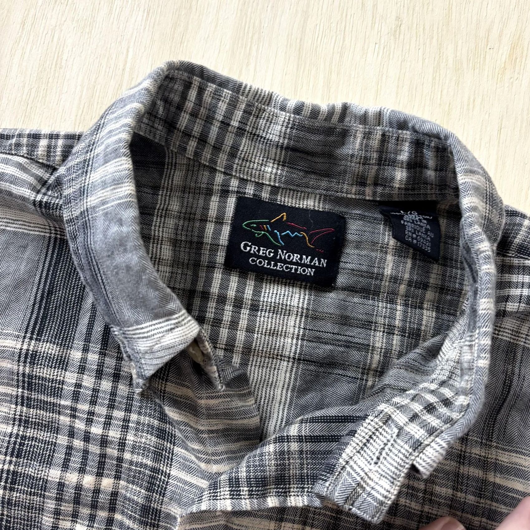Vintage Greg Norman Collection Shirt Mens Large Gray Plaid Long Sleeve Cotton Button Up Size US L / EU 52-54 / 3 - 2 Thumbnail
