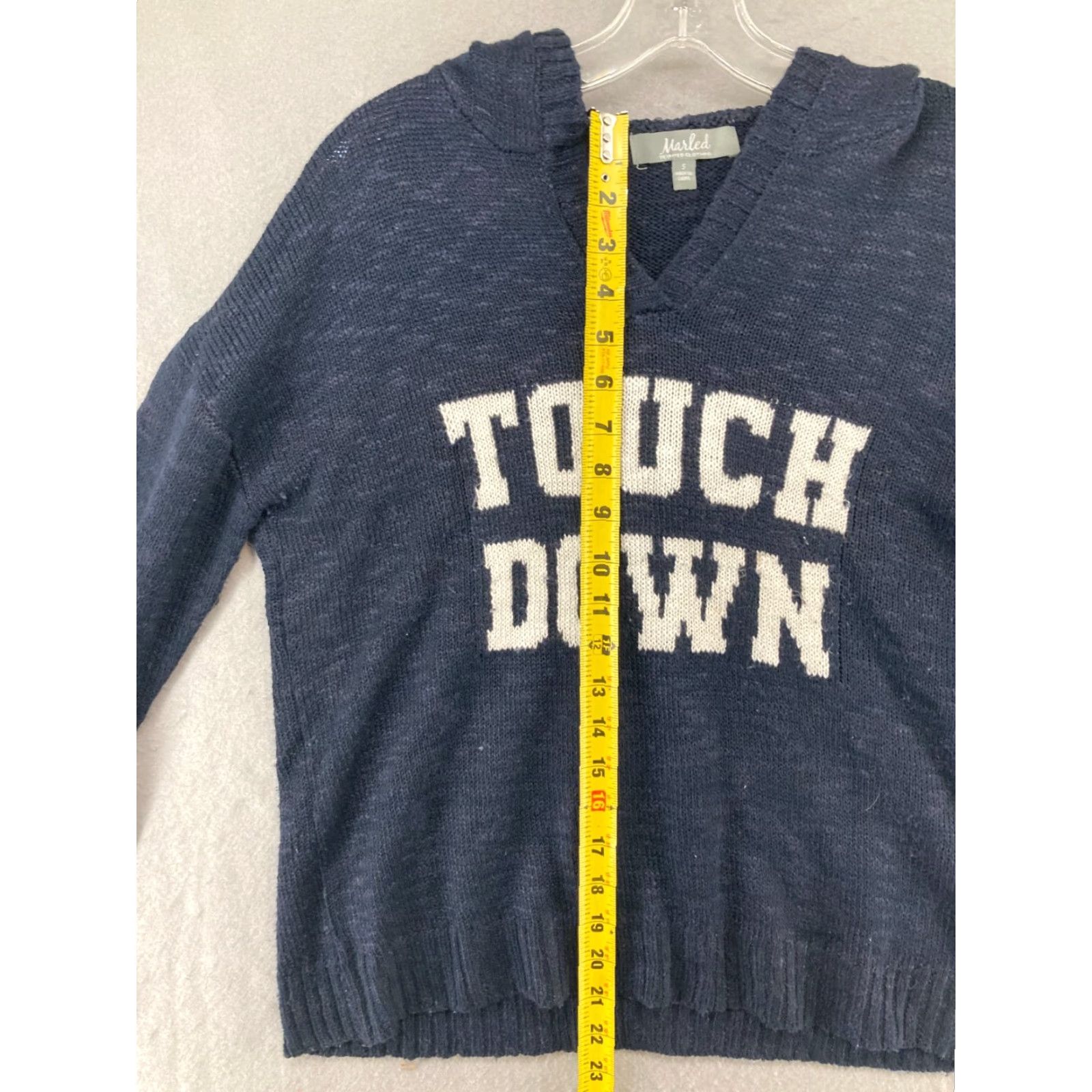 Vintage Marled Reunited Clothing Sweater Women Hooded V-Neck Long Sleeve Navy Blue XS S Small Casual Football Theme 90s? Size S / US 4 / IT 40 - 3 Thumbnail