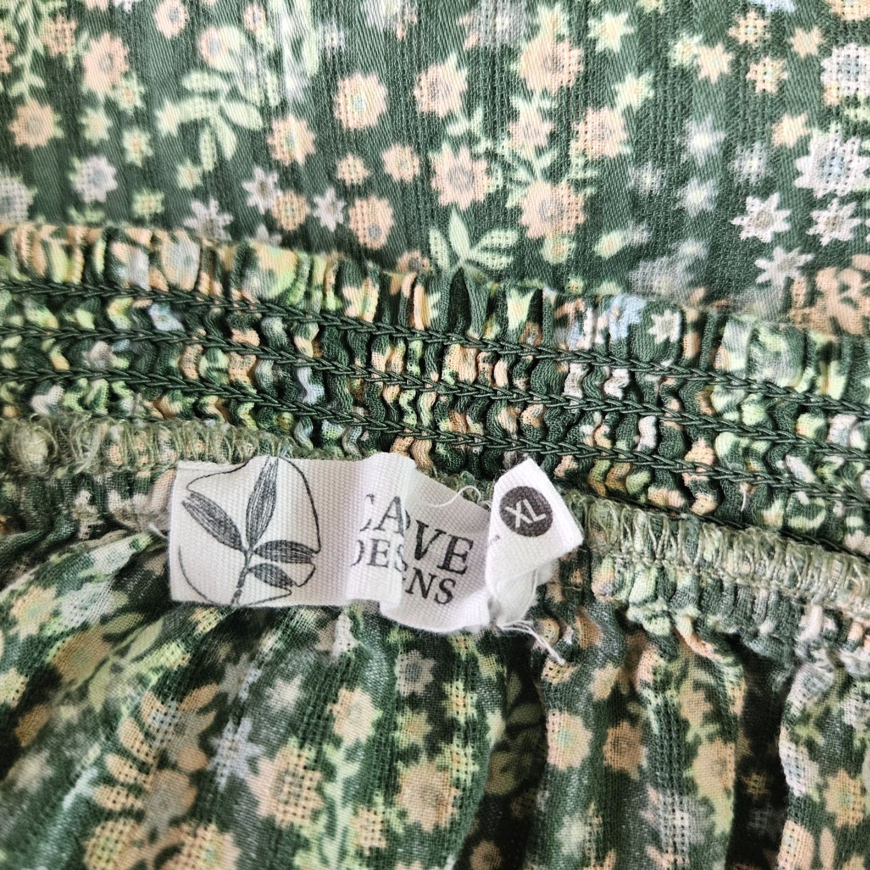 Vintage Carve Design Tank Womens Sz XL Green Floral Organic Cotton Size XL / US 12-14 / IT 48-50 - 5 Thumbnail