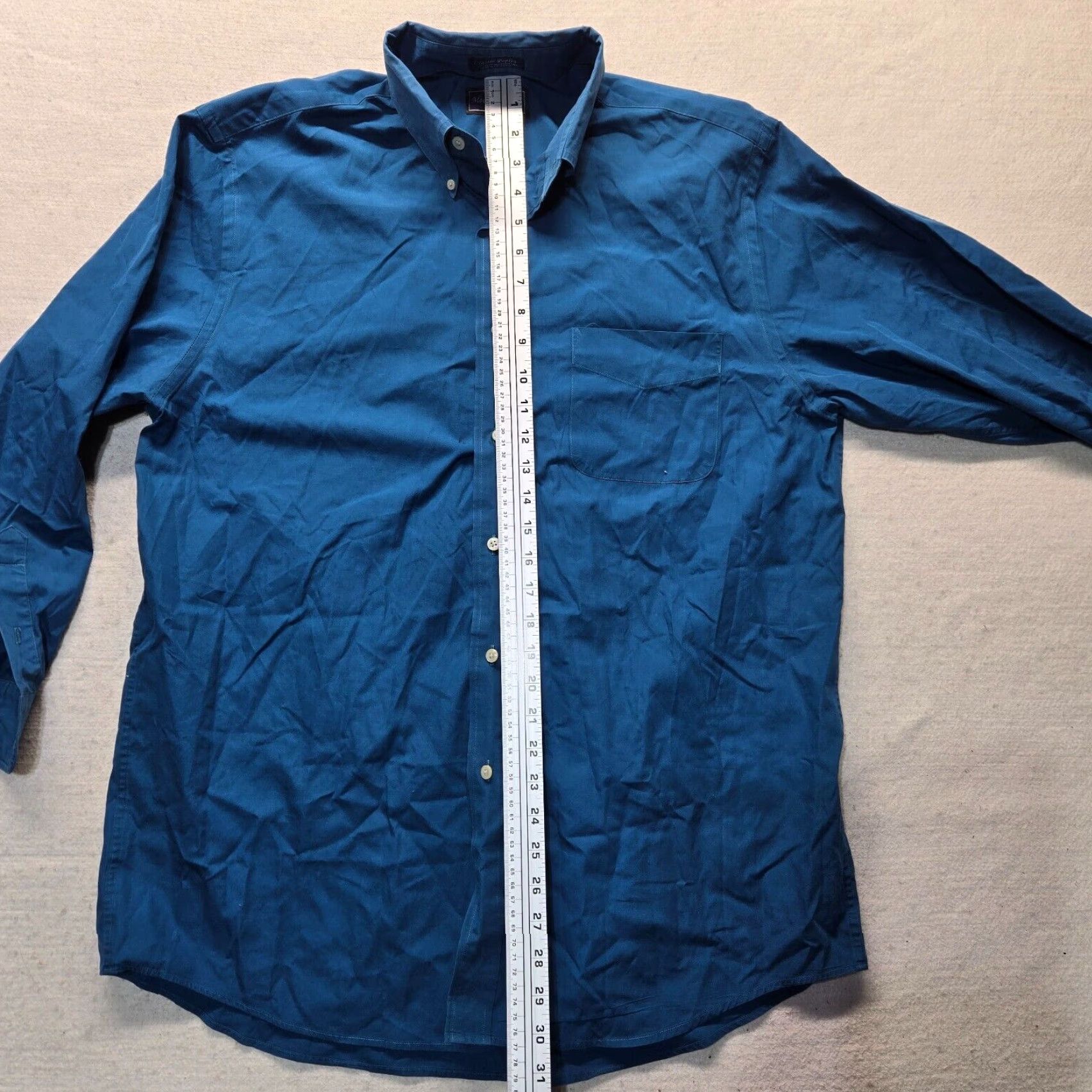 Vintage Meeting Street Dress Shirt Adult Size 16.5 Blue Cotton Blend Button-Down Regular Fit Long Sleeve 2-Pocket Mens Size 42R - 6 Thumbnail