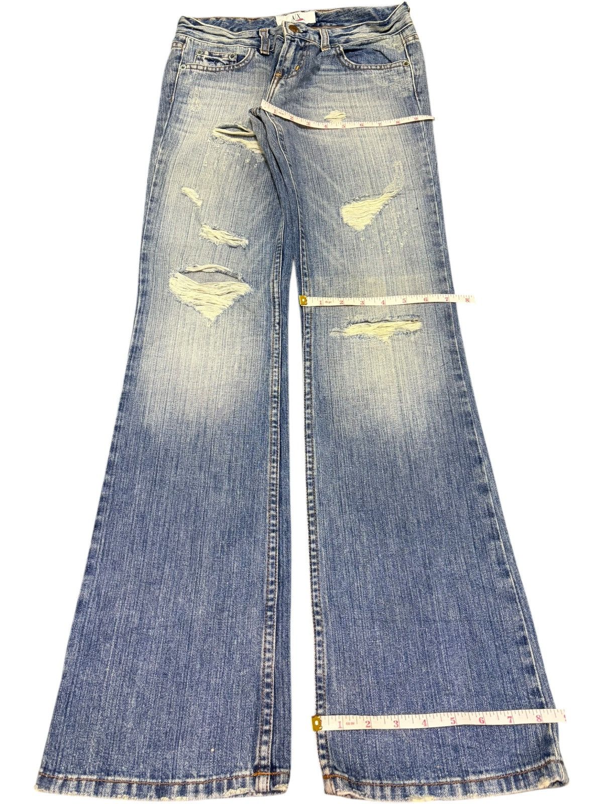 Armani Exchange Vintage Armani Exchange Distress Low Rise Flare Jeans Size 27" / US 4 / IT 40 - 8 Thumbnail