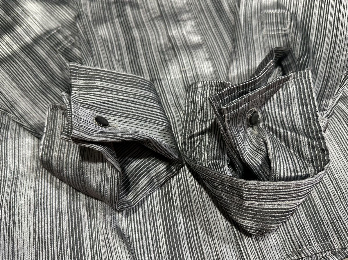 5351 POUR LES HOMMES 🔥Y2K Tornado Mart Shirt Striped Metallic Silver Steampunk Size US M / EU 48-50 / 2 - 6 Thumbnail