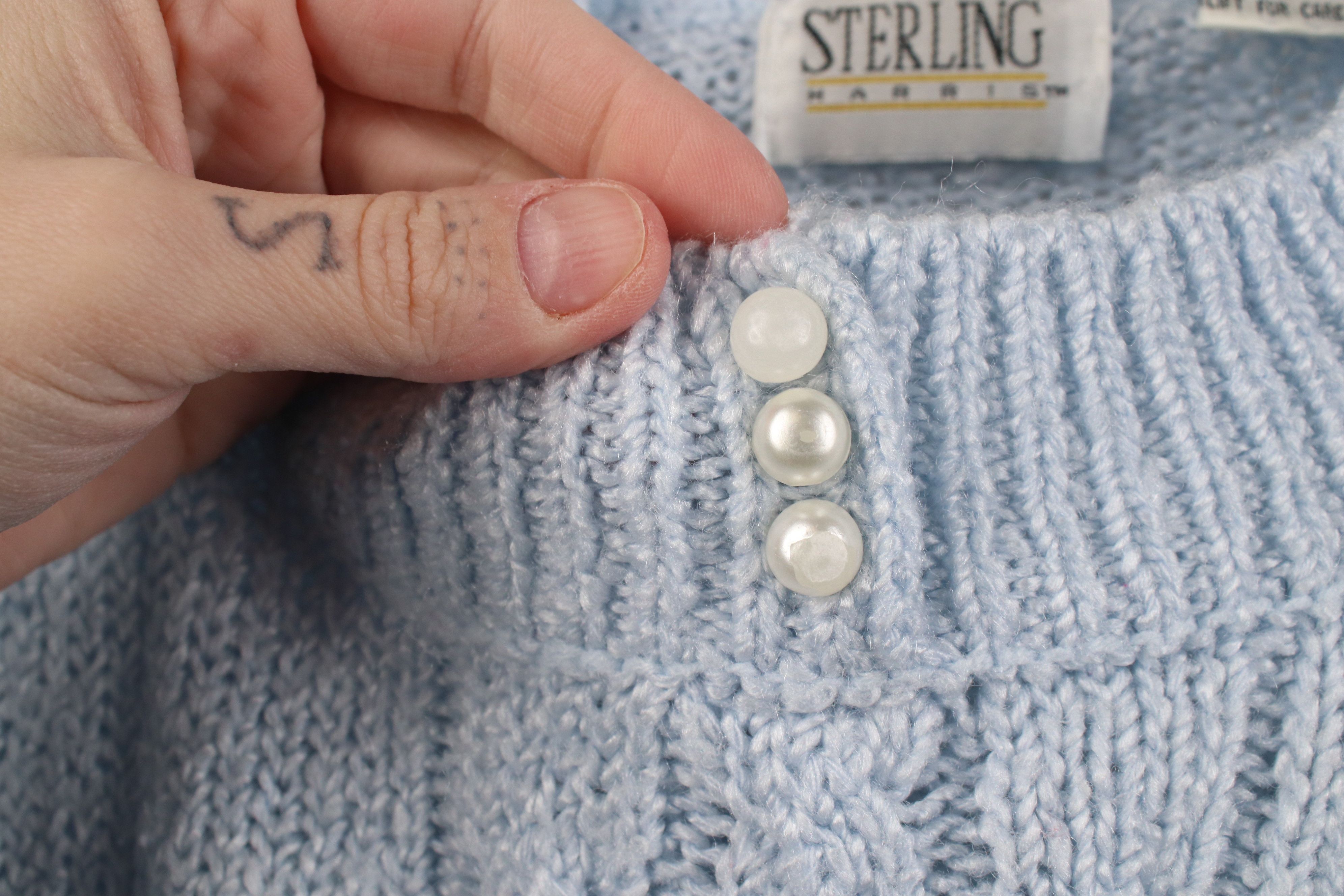 Vintage Vintage 90s Streetwear Ribbed Cable Knit Sweater Light Blue Size L / US 10 / IT 46 - 6 Thumbnail