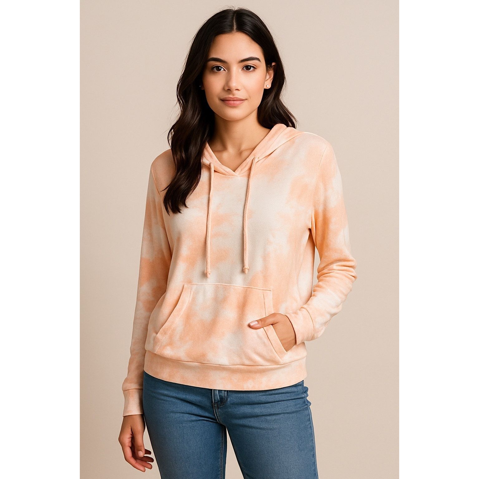 Other Enti Peach White Tie Dye Lightweight Hoodie Sweatshirt Size M / US 6-8 / IT 42-44 - 1 Thumbnail