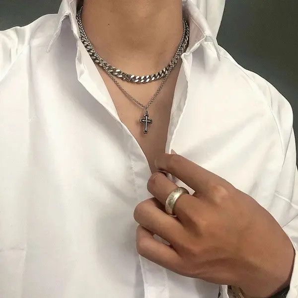 Jewelry Double Layer Chain Cross Necklace Size ONE SIZE - 2 Thumbnail
