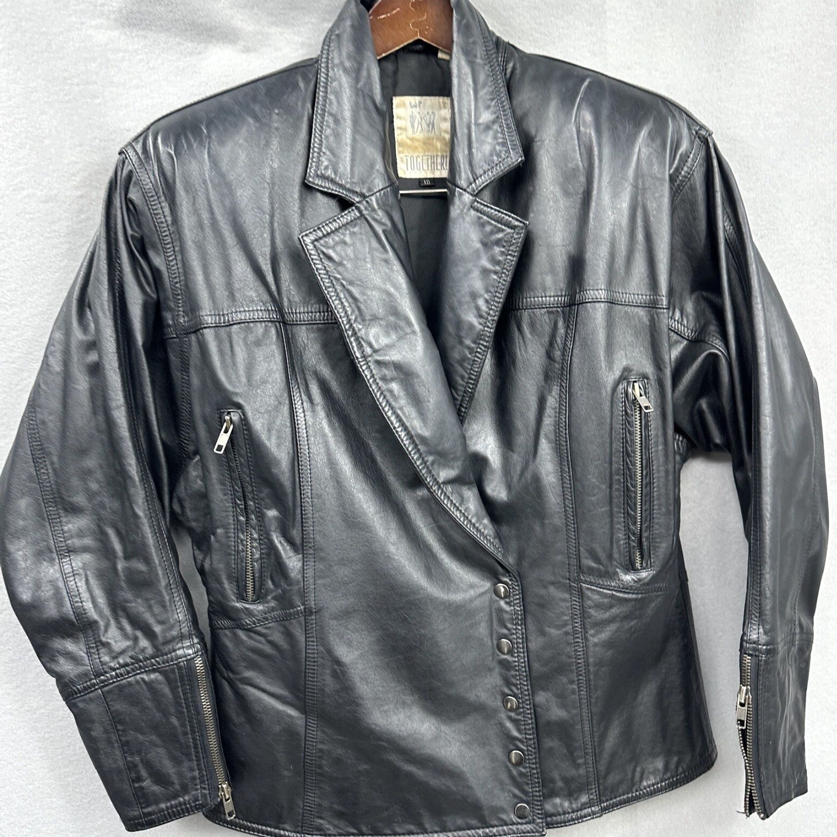 Vintage VINTAGE Together Leather Jacket Women Size 10 Black Moto Western Fringe Long Sleeve Size L / US 10 / IT 46 - 4 Thumbnail