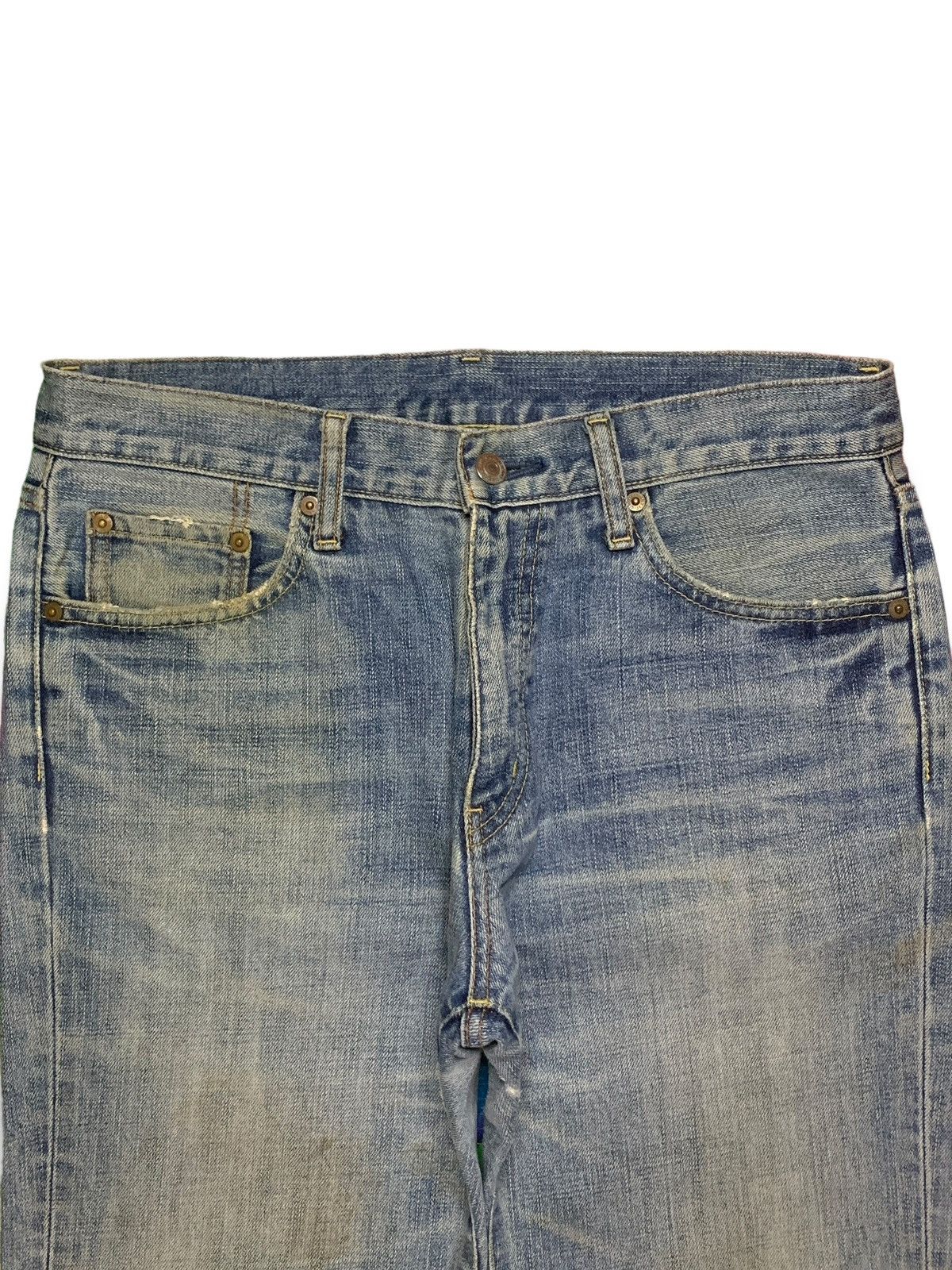 Japanese Brand × Uniqlo Vintage Japanese Uniqlo Blue Wash Distressed Flare Jeans Size US 33 - 4 Thumbnail