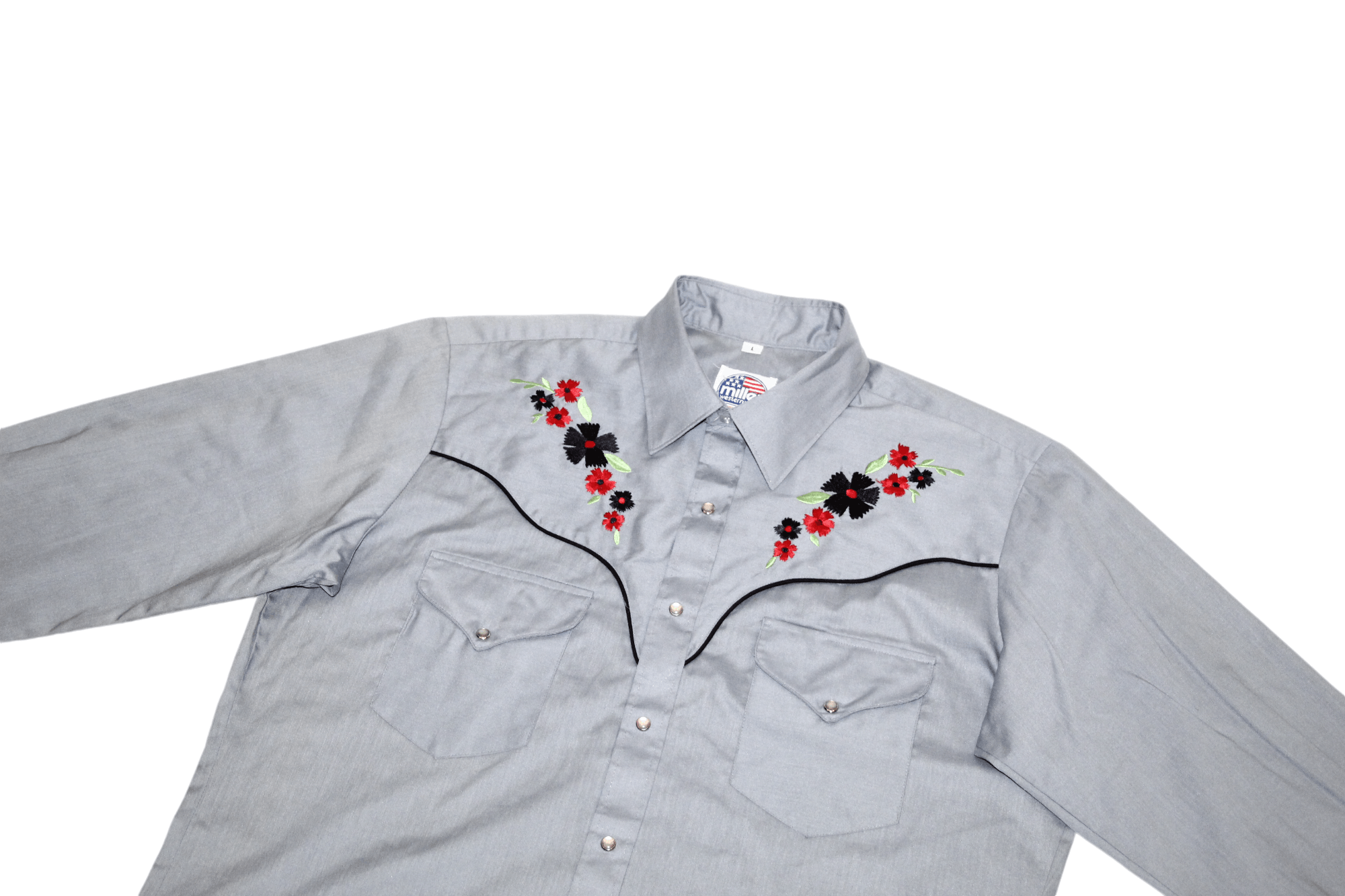 Cowboy Equipment 70's MILLER Western Wear Pearl Snap button Shirt Size US L / EU 52-54 / 3 - 3 Thumbnail