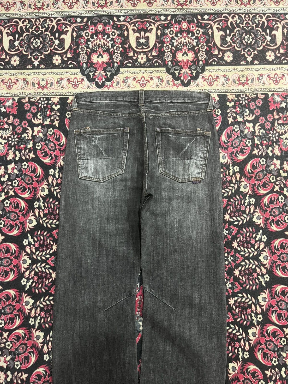 Le Grande Bleu (L.G.B.) Japanese Brand Grunge Style Adjustable Waist Dark Rip Jeans Size US 33 - 5 Thumbnail