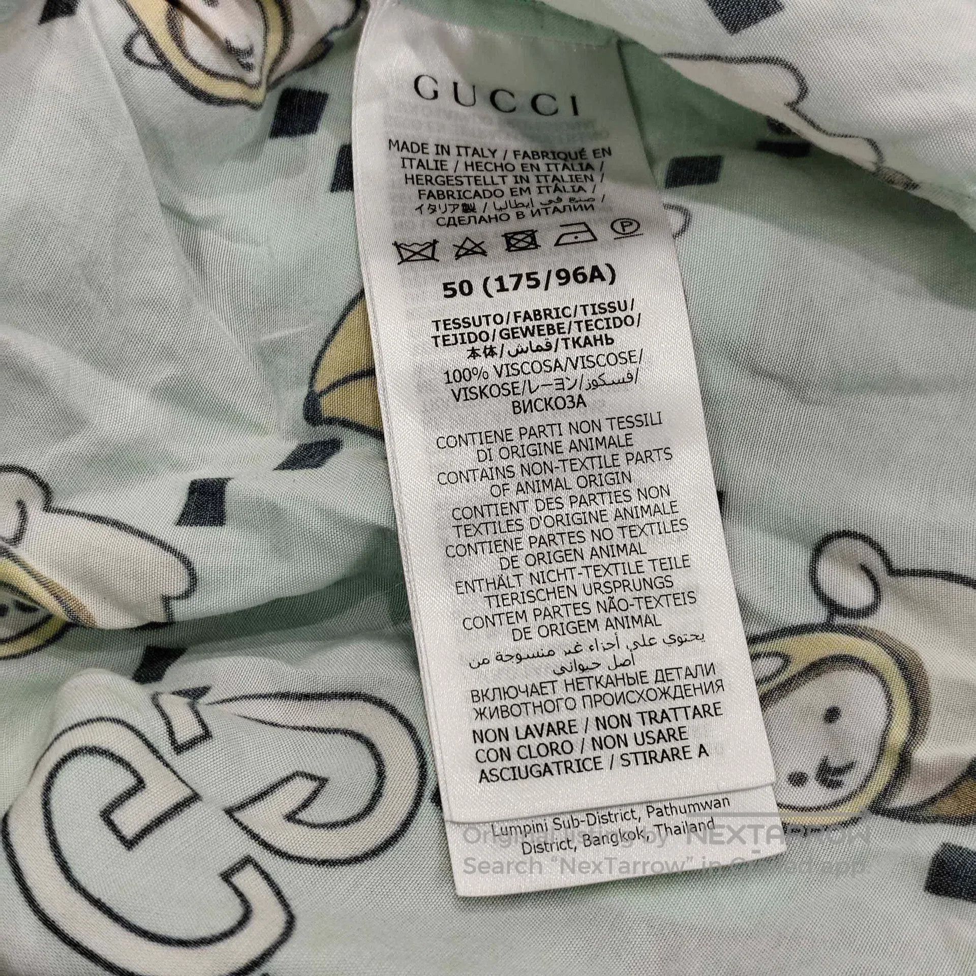 Gucci Guicci Full-print cartoon shirt: Mint-green background wit Size US M / EU 48-50 / 2 - 6 Thumbnail