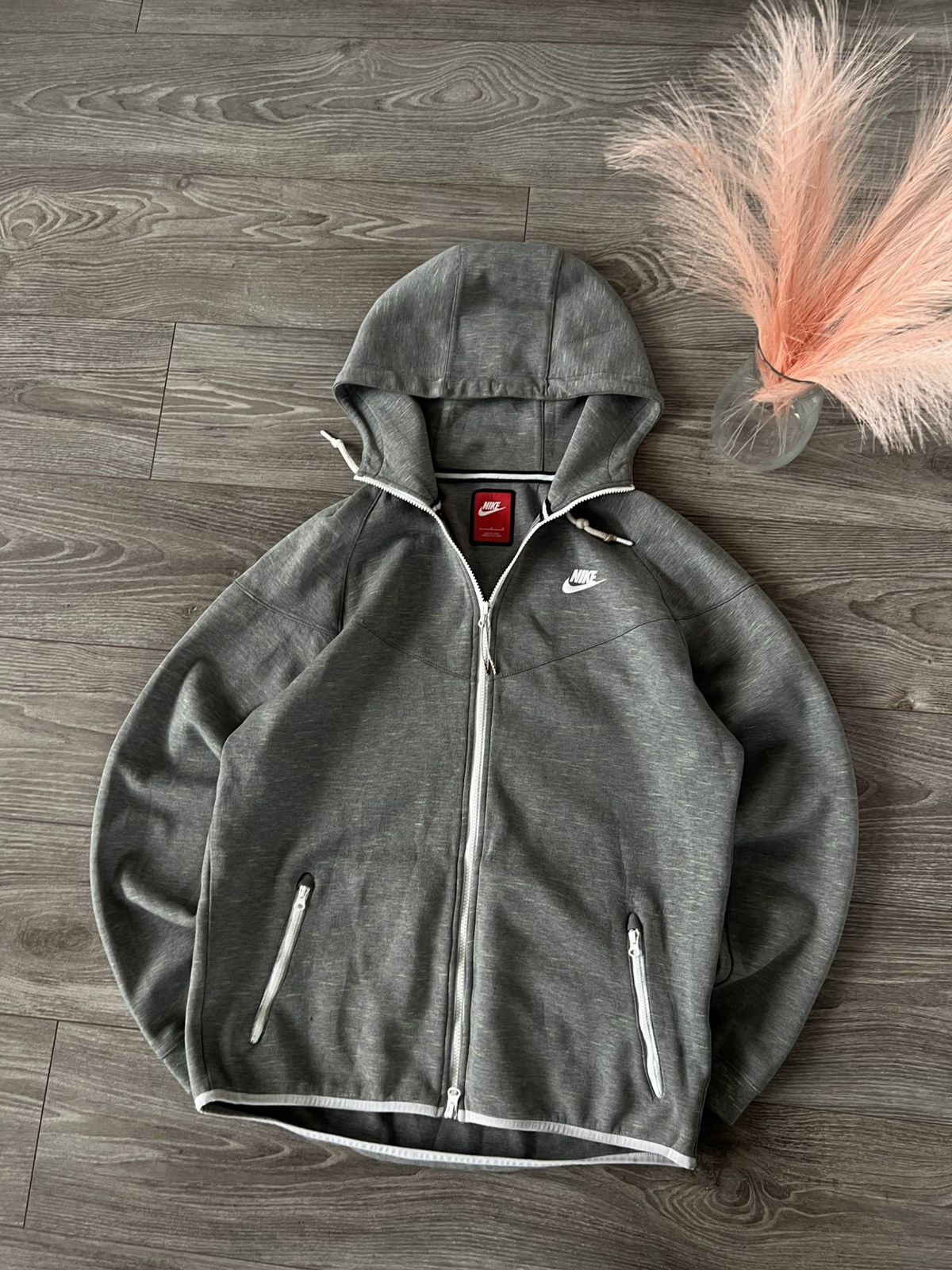 Designer × Nike ‼️Nike Tech Fleece Gray/Green Monochrome Zip Hoodie‼️ Size US L / EU 52-54 / 3 - 5 Thumbnail