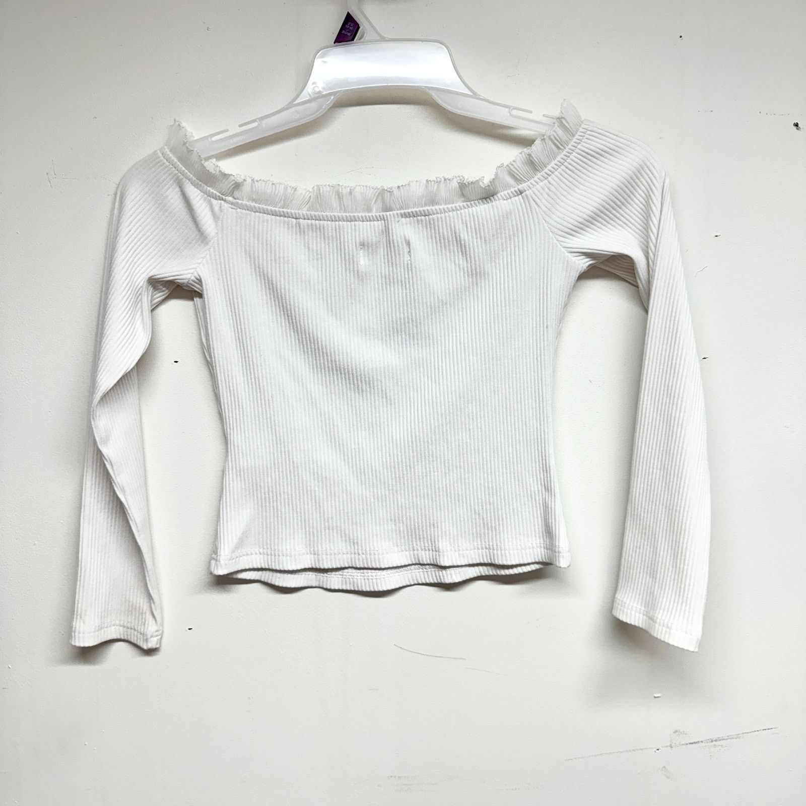Other By The Way White Off Shoulder Long Sleeve Crop Top Sz Small Size S / US 4 / IT 40 - 4 Thumbnail