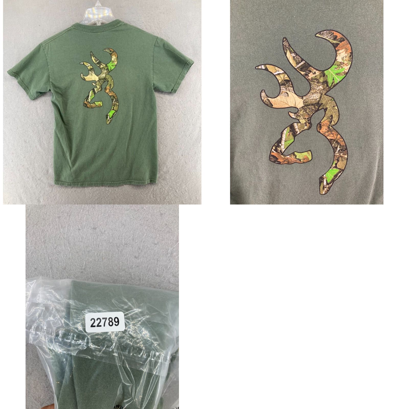 Vintage Browning Men's T-Shirt Small Green Camouflage Logo Short Sleeve Crew Neck Size US S / EU 44-46 / 1 - 8 Thumbnail
