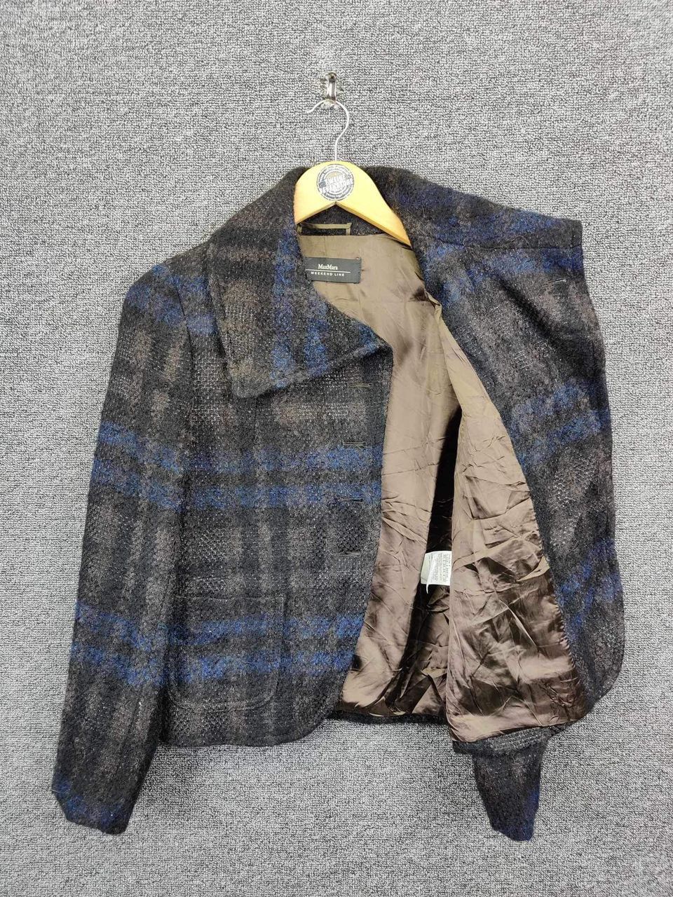 Japanese Brand Max Mara Weekend Plaid Wool Mohair Single Breasted Coat Size US S / EU 44-46 / 1 - 7 Thumbnail
