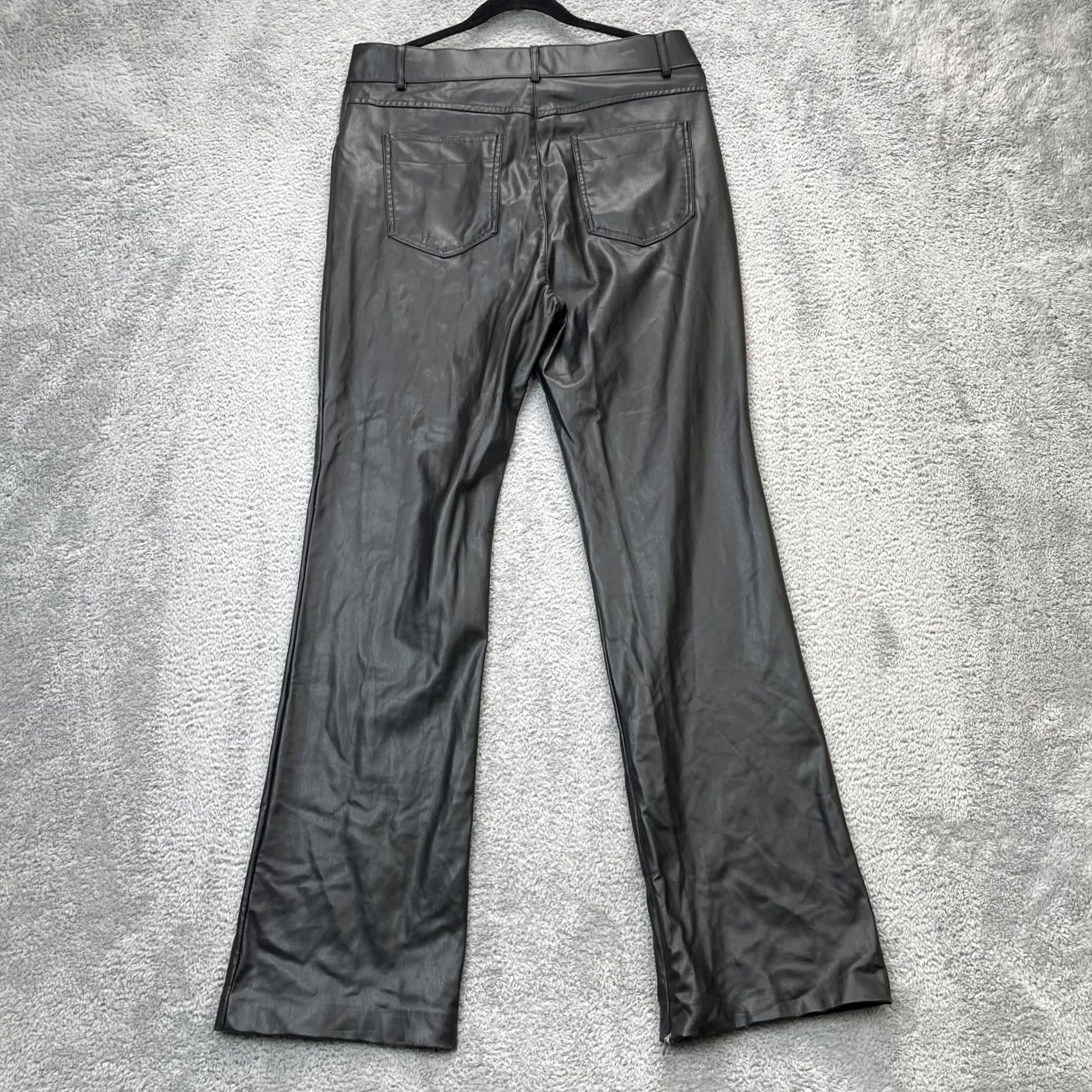 Zara Zara Pants Womens XL Black Flared Leg Leather Fleece Lined Ankle Zip Size 24" / US 00 / IT 34 - 2 Thumbnail