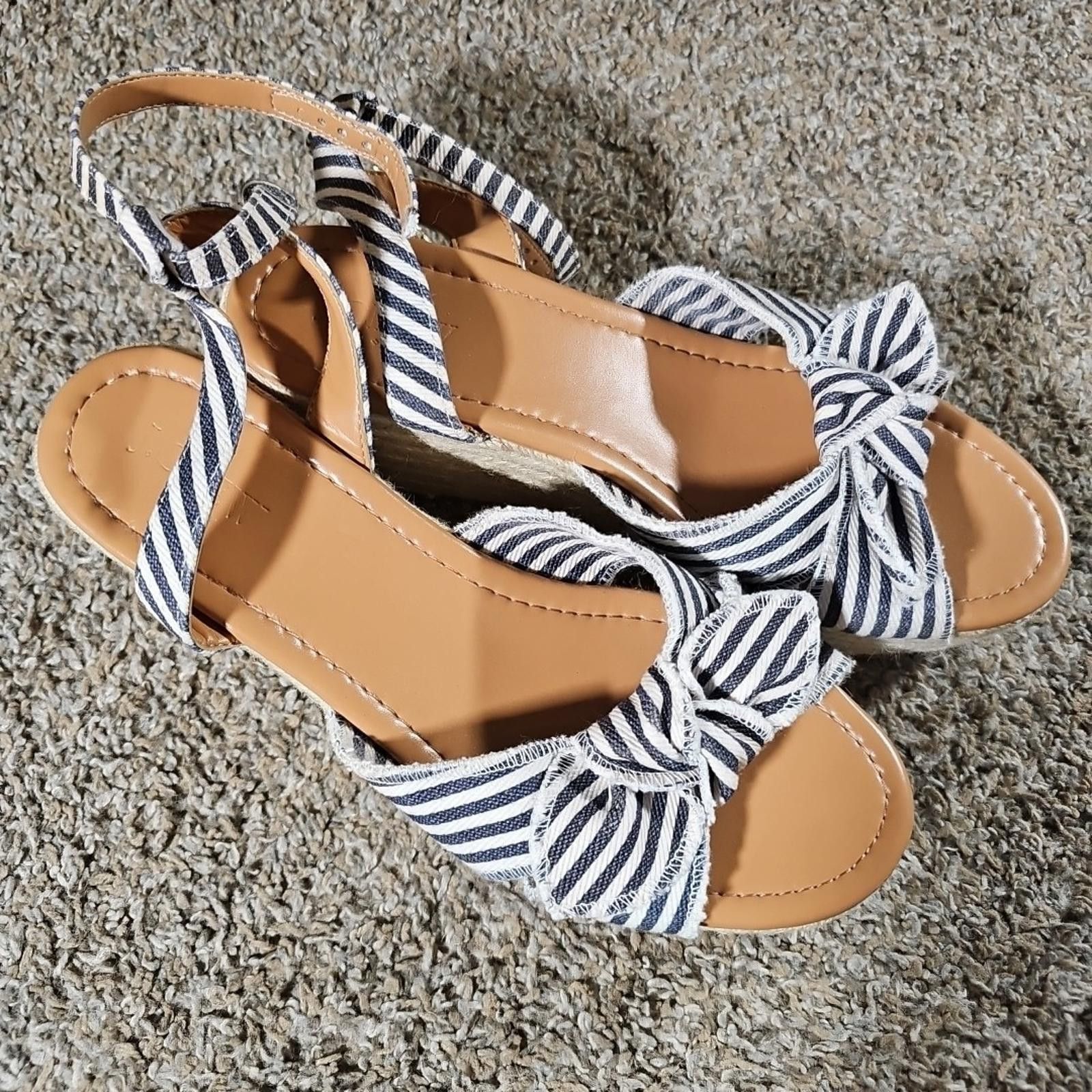 J.Crew J. Crew Sz 9 Seersucker Dockside Sisal Platform Shoes Size US 9 / IT 39 - 1 Thumbnail