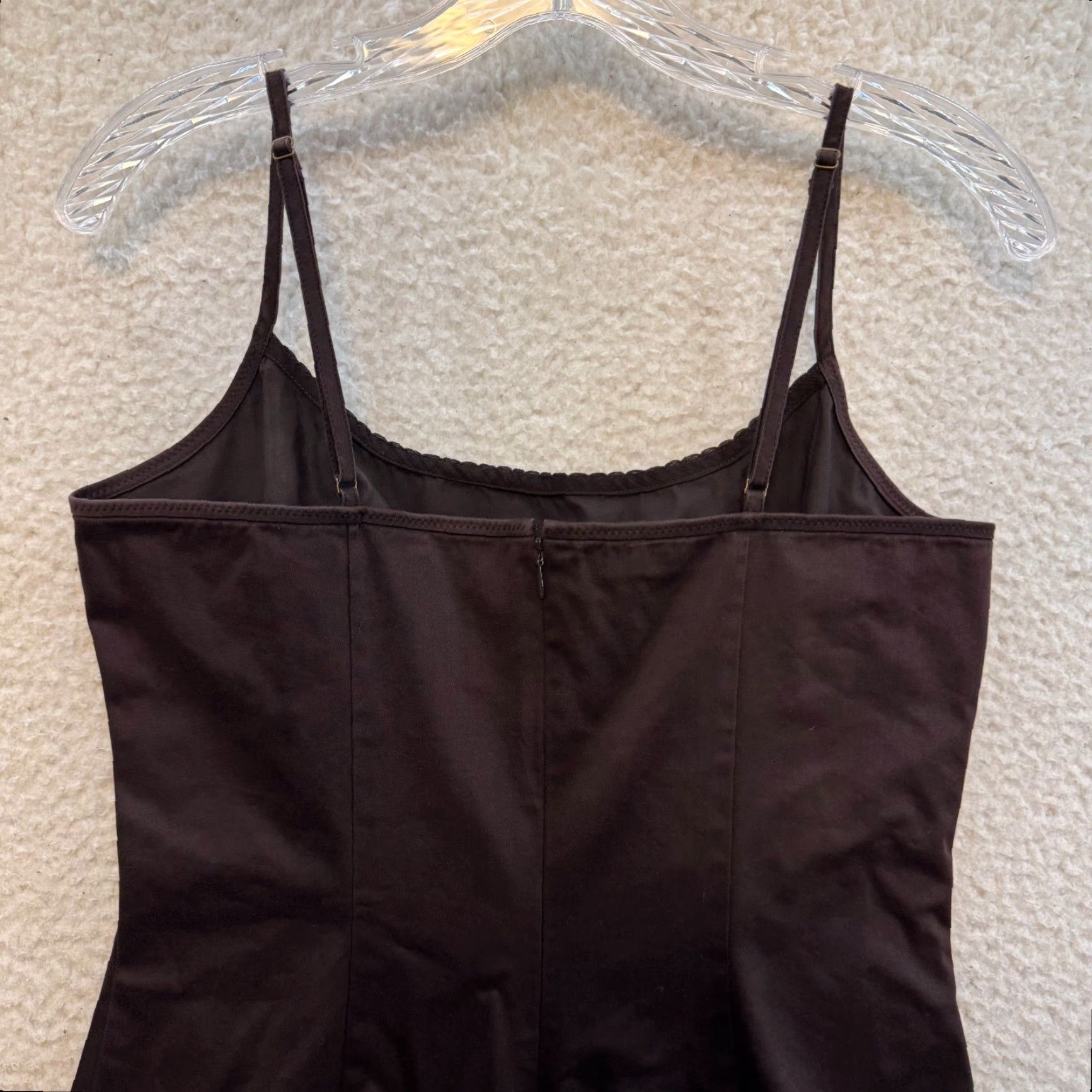 Vintage VINTAGE Y2K Tahari Shift Dress 6 Medium Brown Spaghetti Thin Strap Boho Fairy Grunge Dress Women Size M / US 6-8 / IT 42-44 - 4 Thumbnail