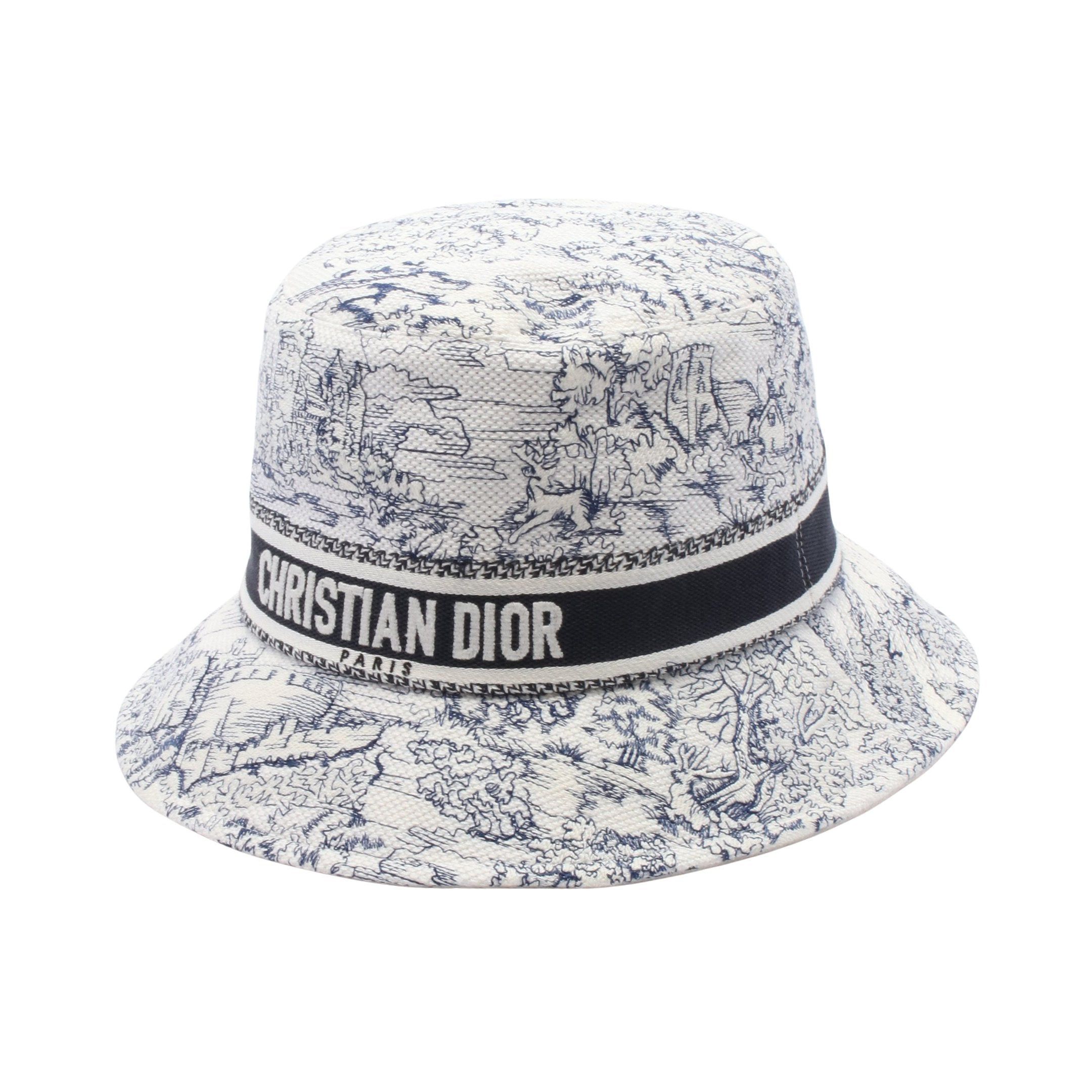 Dior Dior D-Bobby Bucket Hat Cotton White Navy Size ONE SIZE - 1 Thumbnail
