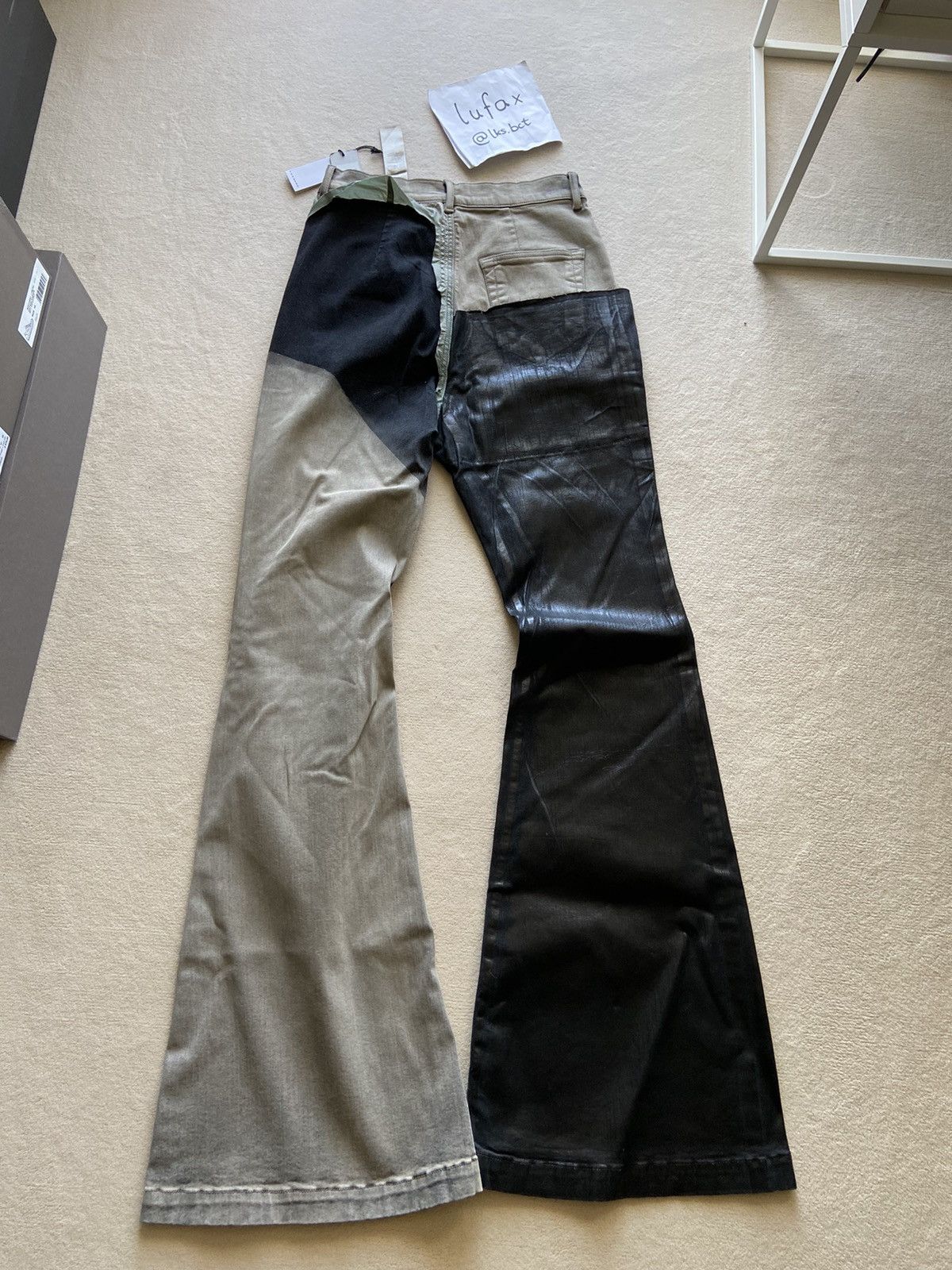 Rick Owens NEW | FW22 STROBE MINERAL PEARL BOLAN BOOTCUT WAXED COMBO 31 Size US 31 - 10 Thumbnail
