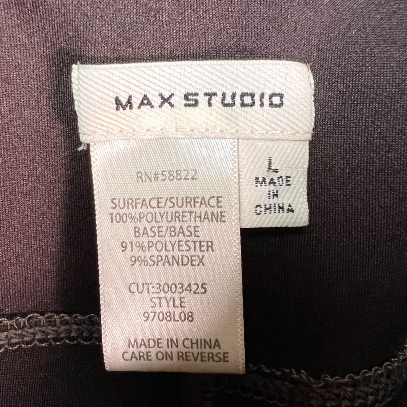 Vintage Max Studio Womens Leggings Size L Faux Leather Brown Elastic Waist Ankle Stretch Fall Winter Womens Size 36" / US 14 / IT 50 - 3 Thumbnail