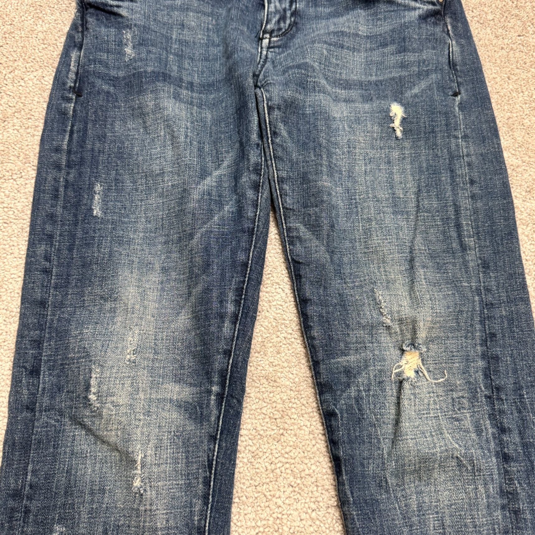 Vintage Pilcro And The LetterRess Slim Boyfriend Denim Jeans Womens 25P Distressed Blue Cotton Spandex 5-Pocket Designer Streetwear Modern Jeans Womens Size 42" / US 20 - 6 Thumbnail