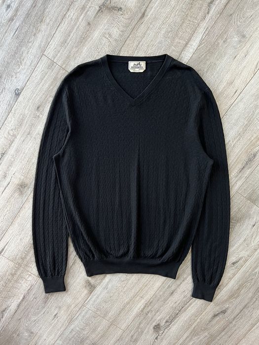 Hermes HERMES Sweater V-Neck Wool Monogram Textured H | Grailed