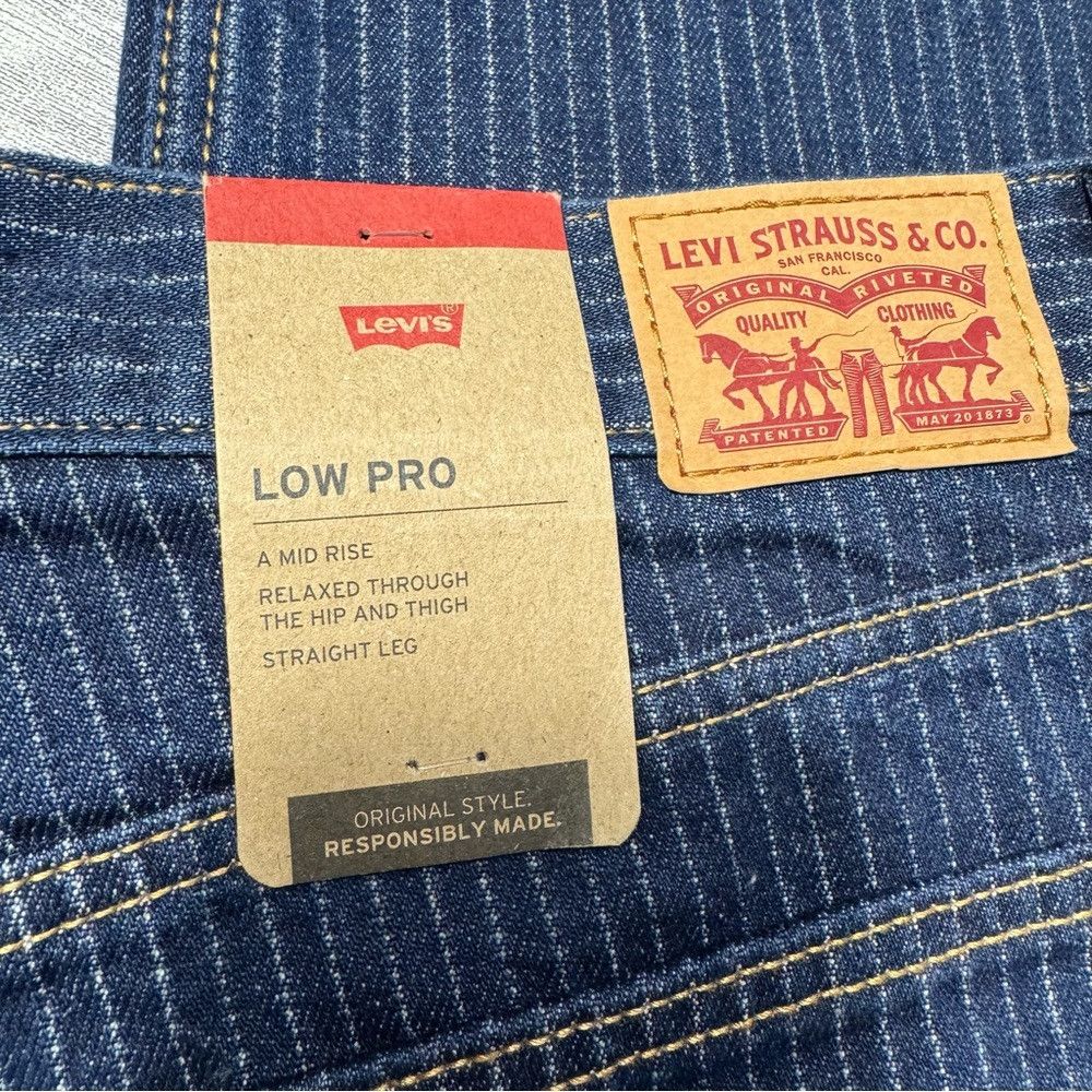 Levi's NWT New Levi's Low Pro Straight Leg Mid Rise Blue Striped J Size 29" - 9 Thumbnail