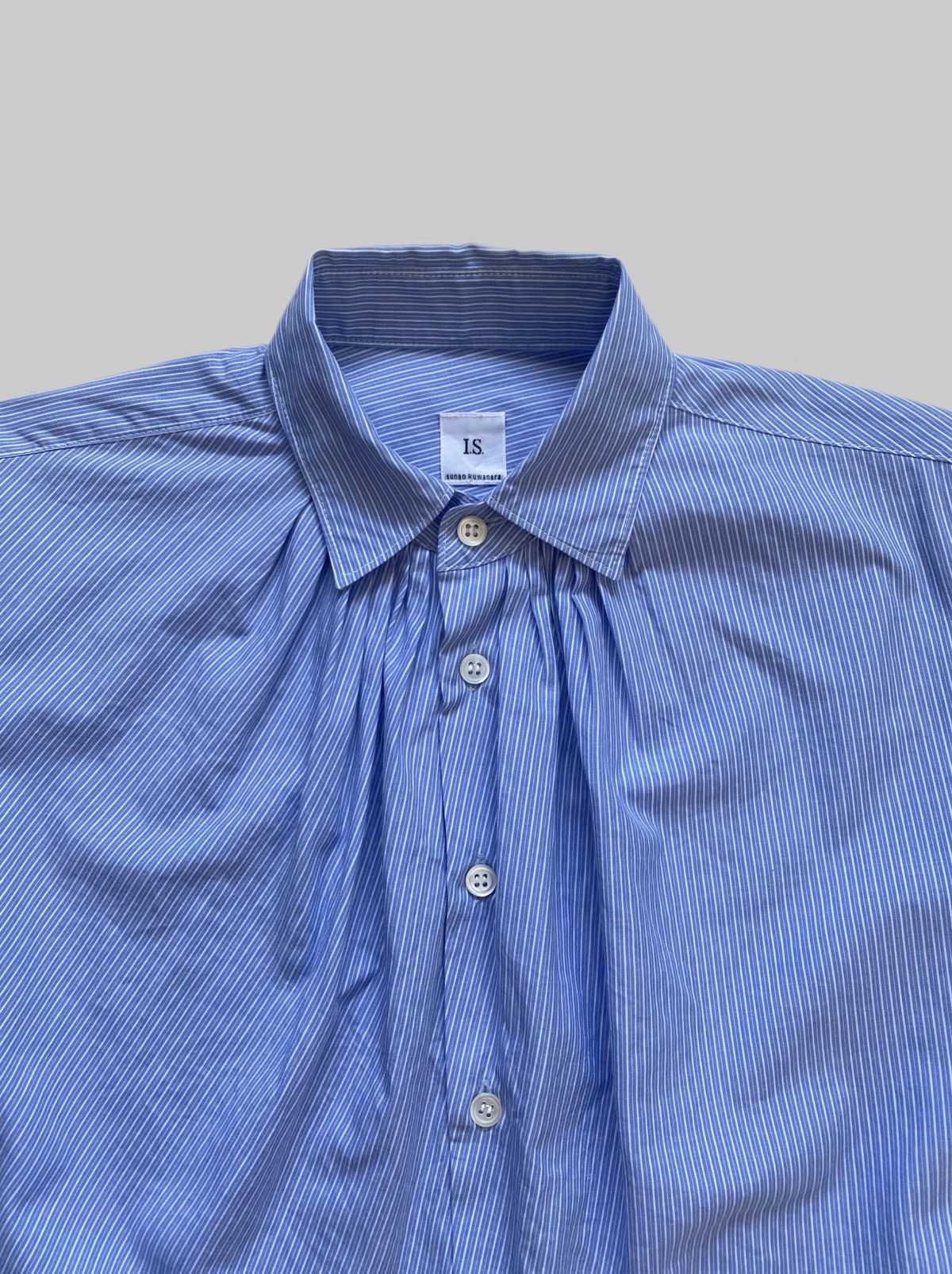Sunao Kuwahara Vintage I.S Sunaokuwahara Pinstripe Pleated Detail Shirt Size M / US 6-8 / IT 42-44 - 3 Thumbnail