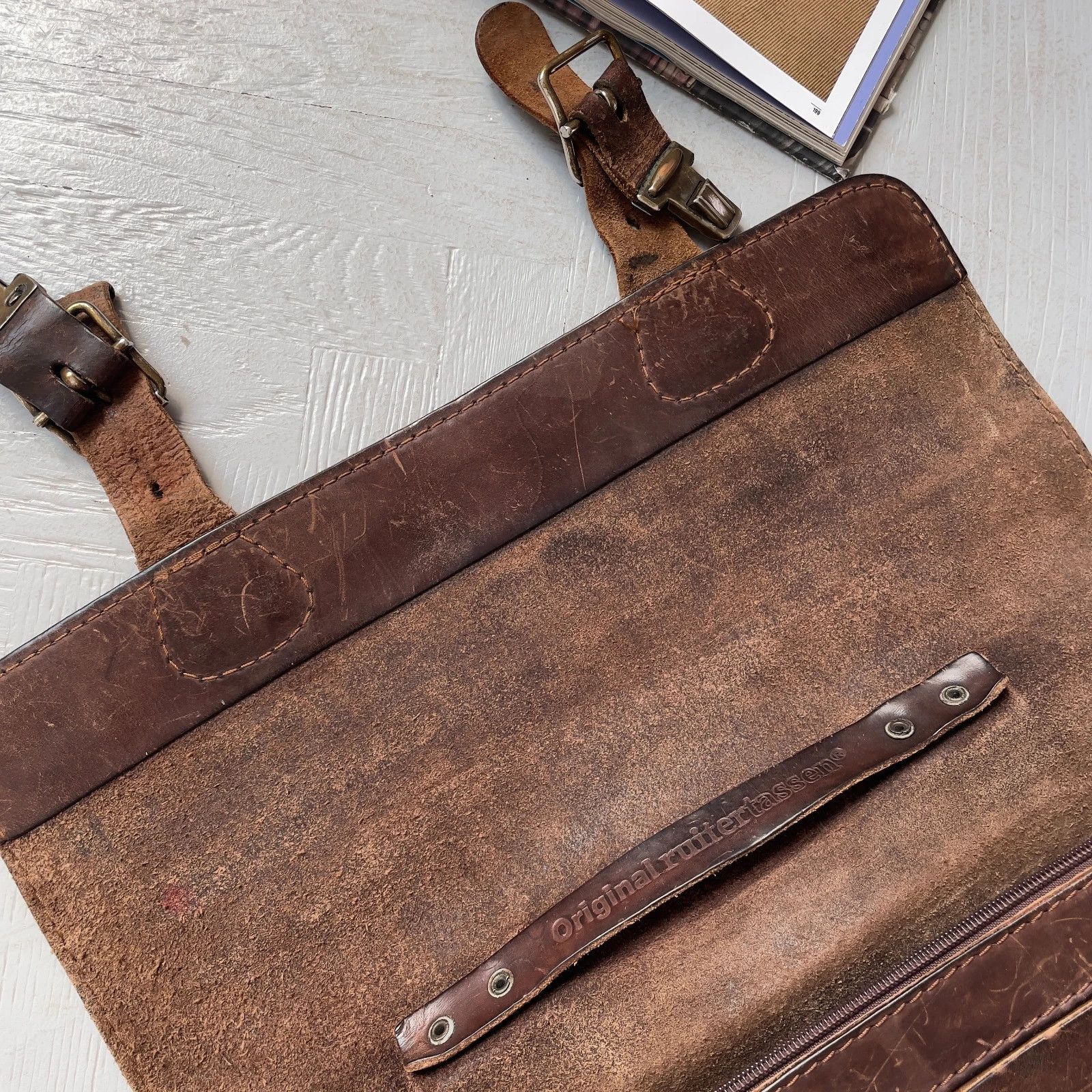 Vintage Vintage Real Leather Ruitertassen Briefcase Office Bag Size ONE SIZE - 5 Thumbnail