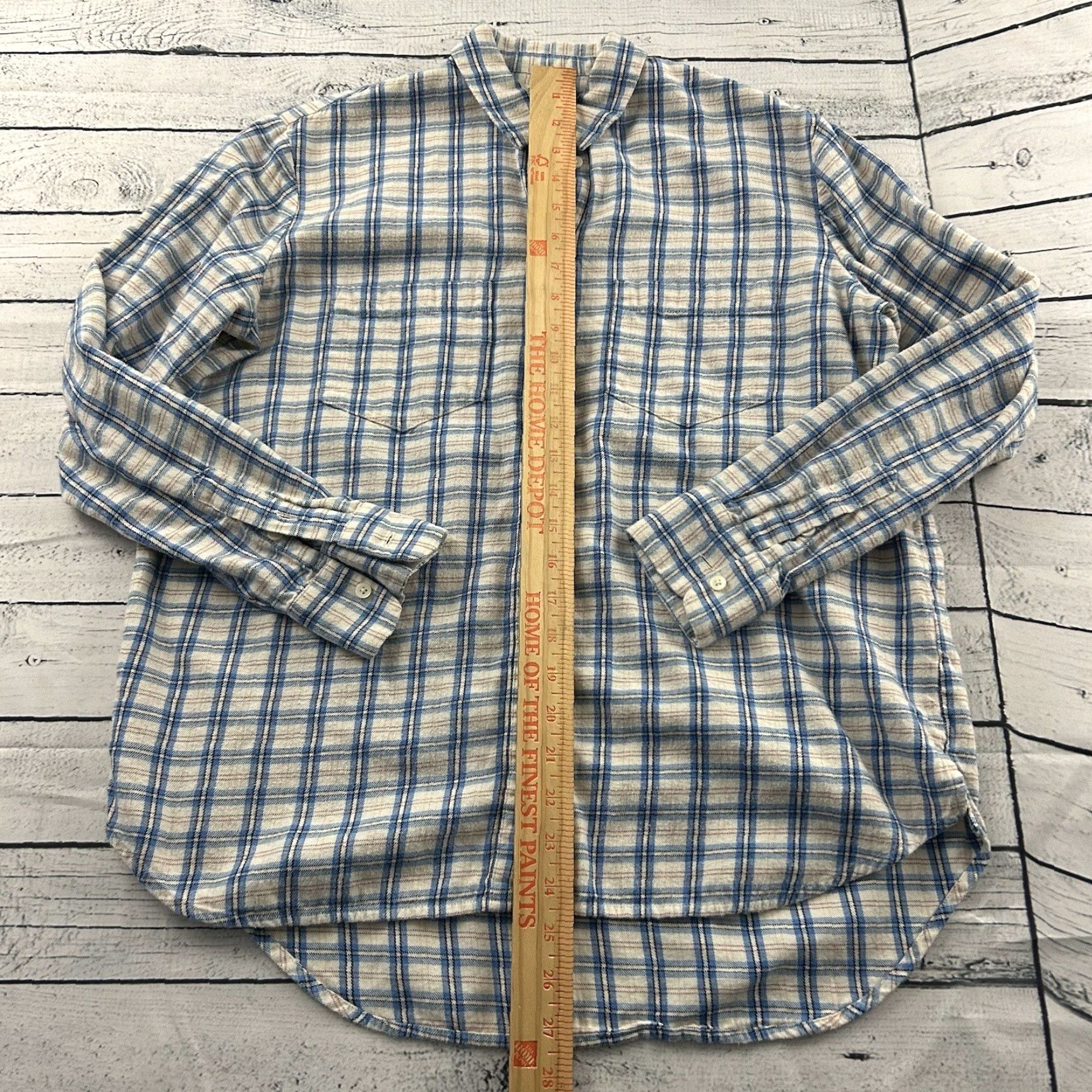 Madewell Madewell Plaid Flannel Button-Up Shirt Women's Small White Blue Sleeve Long Shirt Mens? Size S / US 4 / IT 40 - 3 Thumbnail