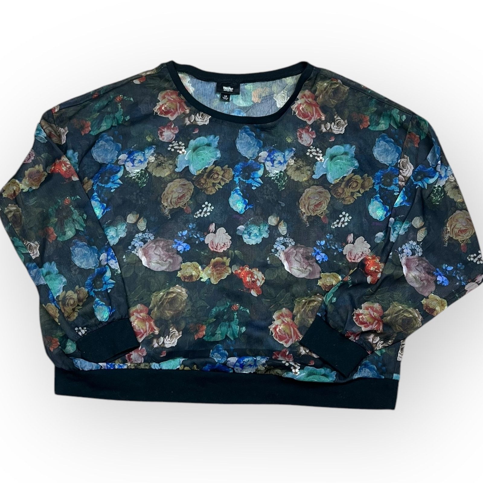 Mossimo Mossimo Vintage Sheer Floral Long-Sleeved Top Size L / US 10 / IT 46 - 3 Thumbnail