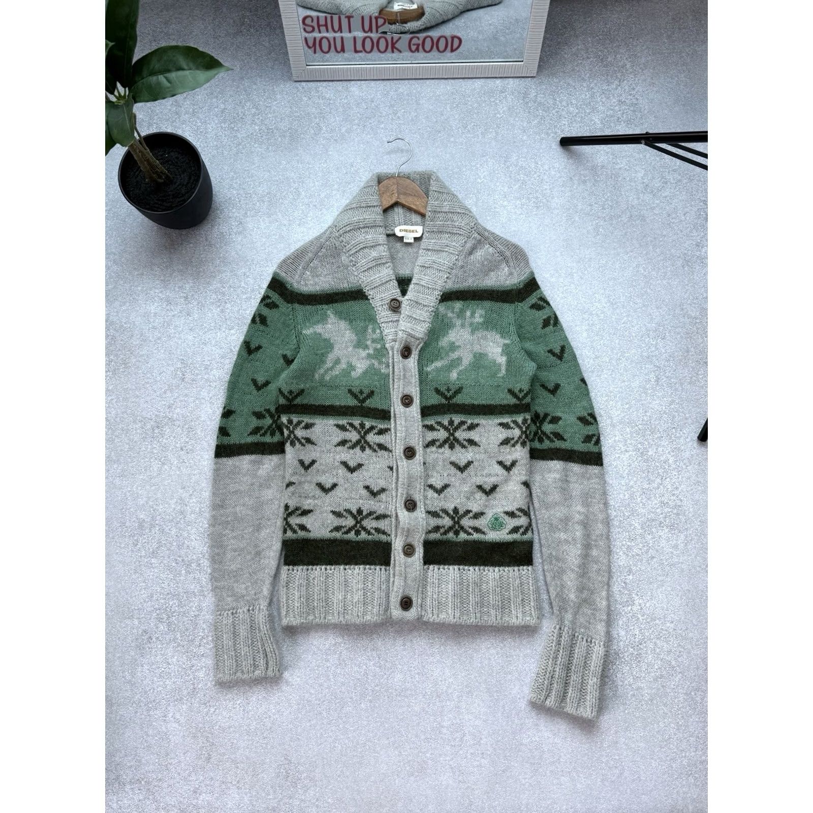 Diesel VINTAGE Diesel Cardigan Sweater Men’s Winter Gray S Diesel Winter Sweater Cardigan Mens Slim Knit Wool Cotton Notions: Button Logo, Regular Size Size US S / EU 44-46 / 1 - 2 Thumbnail
