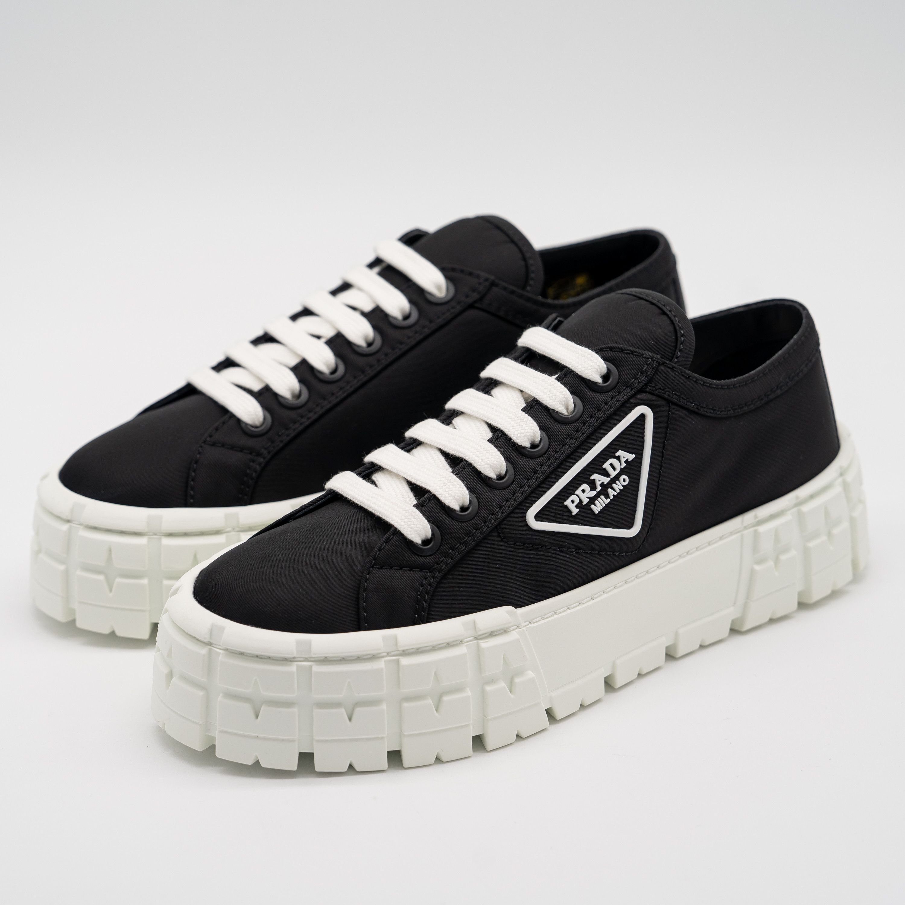 Prada Double Wheel Platform Sneaker Black Nylon