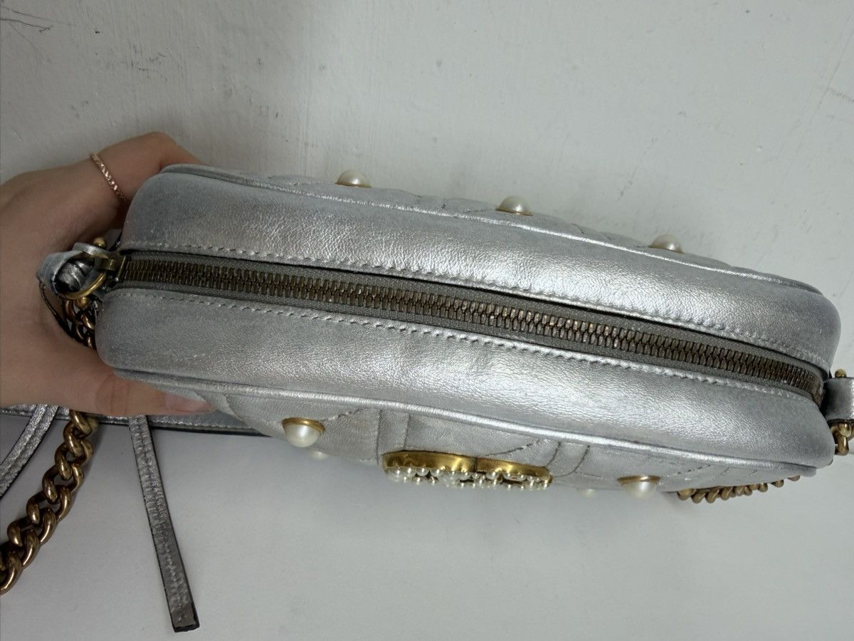 Gucci Gucci GG Marmont Pearl Crossbody Silver Matelasse Chain Bag Size ONE SIZE - 8 Thumbnail
