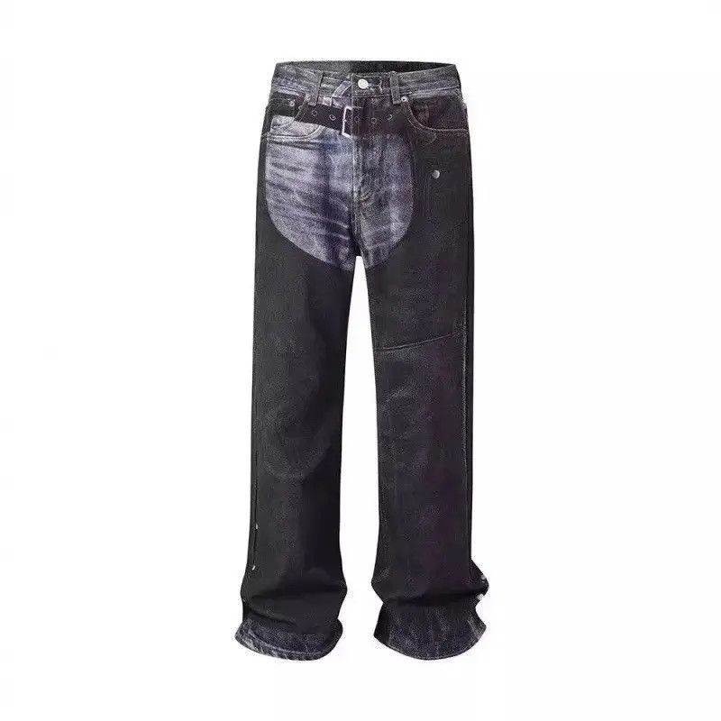 Japanese Brand Retro loose print patchwork micro flared jeans Size US 32 / EU 48 - 5 Thumbnail