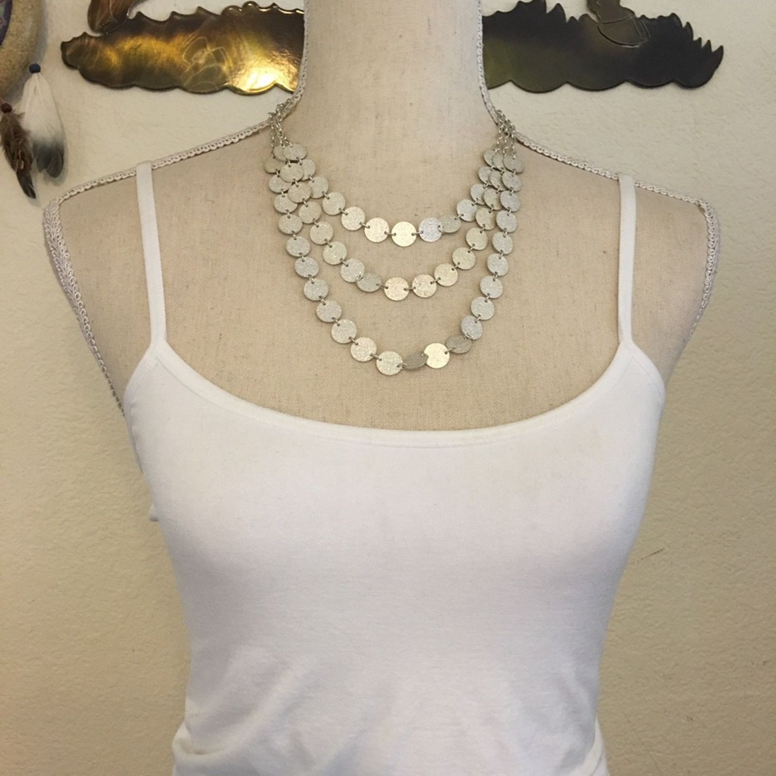 Jewelry NY&Co silver tone coin disc layered necklace Size ONE SIZE - 3 Thumbnail