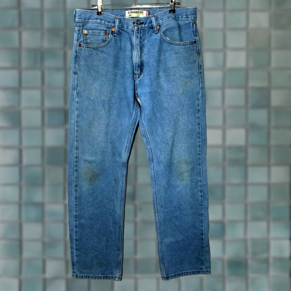 Levi's Levis 505 Mens Distressed Straight Fit High Rise Blue Denim Jeans Size 33x32 Size US 33 - 1 Thumbnail