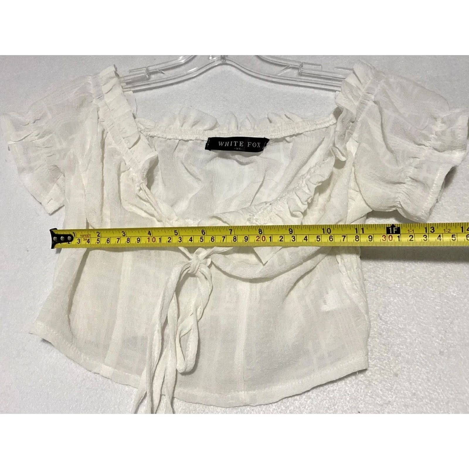 Vintage White Fox Shirt Women XS Short Sleeve Cropped Top Blouse White 26 51 Crop Top Casual Spring Summer Size XS / US 0-2 / IT 36-38 - 4 Thumbnail
