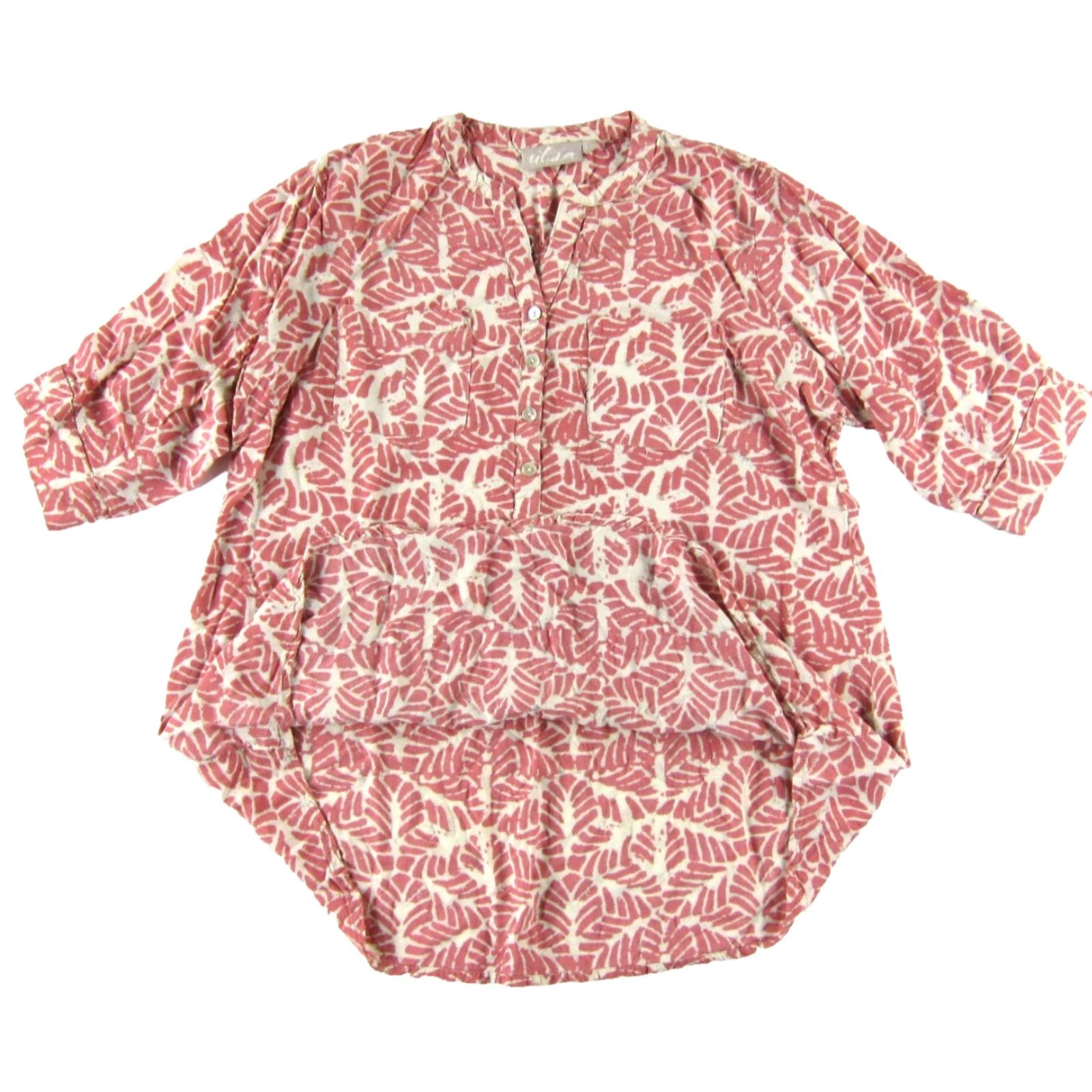 Pinko VINTAGE Utsa Blouse Tunic 100% Rayon Pink Ivory Pocket Short Sleeve XXL Women Size M / US 6-8 / IT 42-44 - 5 Thumbnail