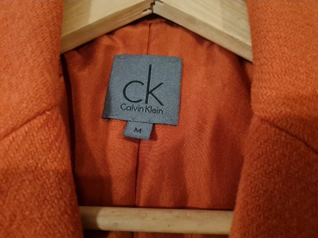 Calvin Klein Vintage 2000s Custom CK Wool & Silk Blazer in Bold Tangerine Size M / US 6-8 / IT 42-44 - 3 Thumbnail