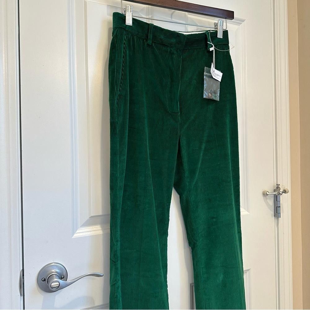 Designer NWOT Weekend MaxMara label-cut Green Bootcut Trousers US2/4 Size 27" / US 4 / IT 40 - 5 Thumbnail