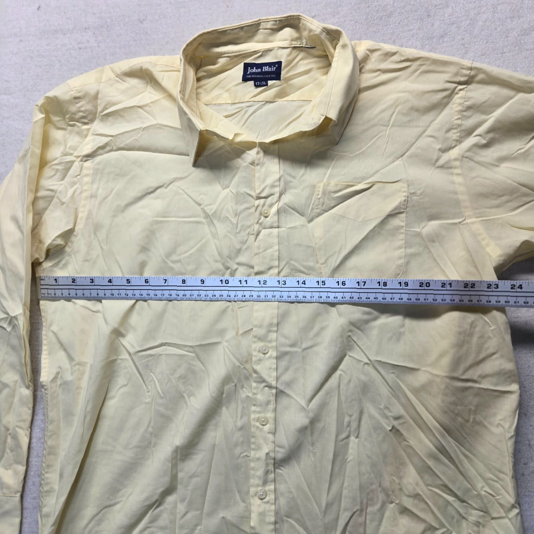 Blair John Blair Shirt Button-Up Long Sleeve Mens LT Yellow 17.5 Large Tall Size US L / EU 52-54 / 3 - 4 Thumbnail