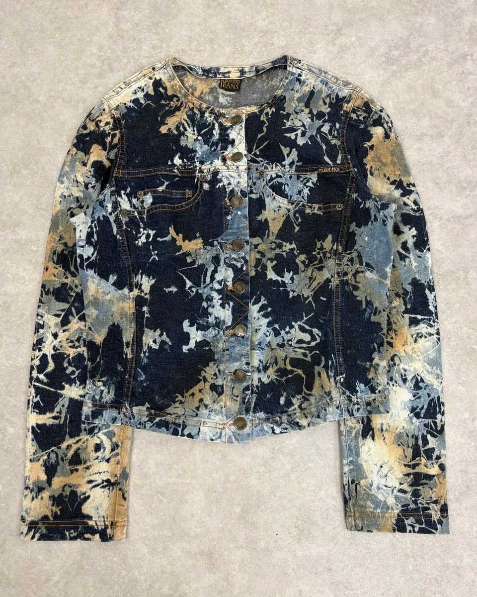Vintage 2000s Plein Sud Navy Acid Wash Cropped Denim Jacket Size S / US 4 / IT 40 - 1 Thumbnail