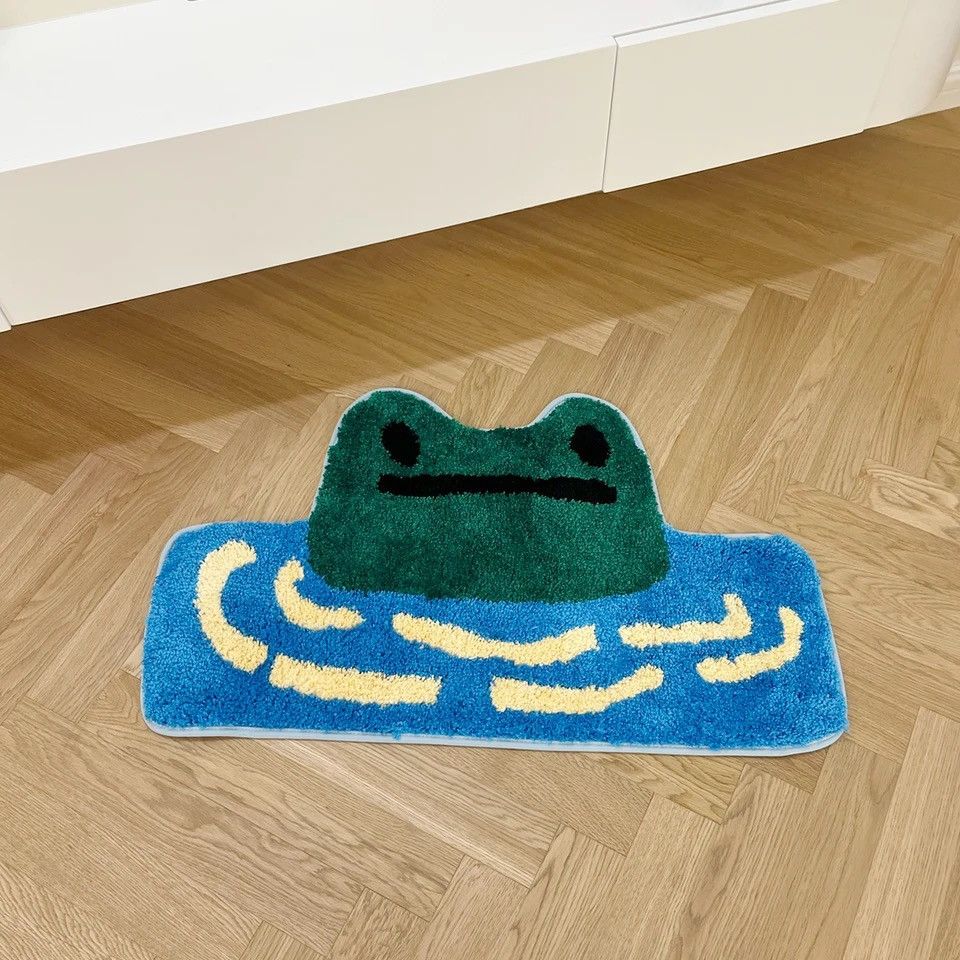 Vintage Frog Tufted Rug Funny Thickened Non Slip Foot Size ONE SIZE - 4 Thumbnail